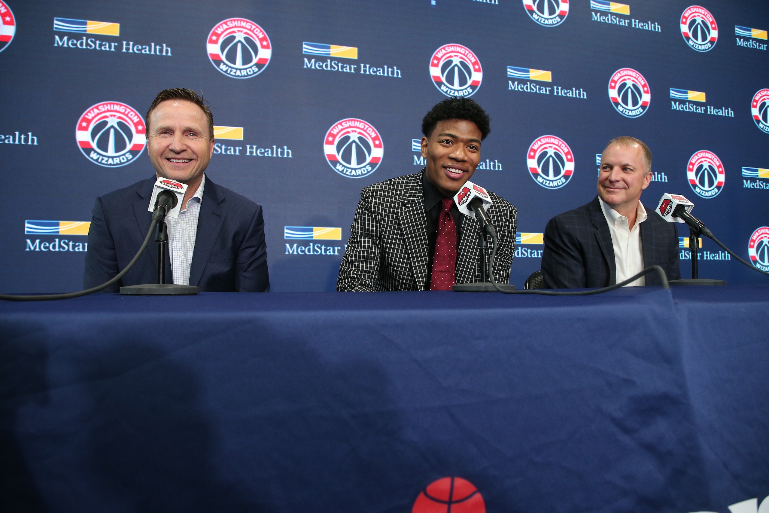 WASHINGTON, DC - JUNE 21:  The Washington Wizards 2019 draft pick Rui Hachimura talks to the media during an introductory press conference at Capital One Arena on June 21, 2019 in Washington, DC. NOTE TO USER: User expressly acknowledges and agrees that, 
