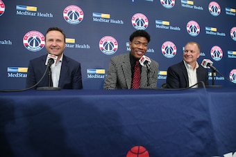 WASHINGTON, DC - JUNE 21: The Washington Wizards 2019 draft pick Rui Hachimura talks to the media during an introductory press conference at Capital One Arena on June 21, 2019 in Washington, DC. NOTE TO USER: User expressly acknowledges and agrees that, WASHINGTON, DC - JUNE 21: The Washington Wizards 2019 draft pick Rui Hachimura talks to the media during an introductory press conference at Capital One Arena on June 21, 2019 in Washington, DC. NOTE TO USER: User expressly acknowledges and agrees that,