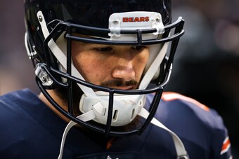 CHICAGO, ILLINOIS - JANUARY 06:  Mitchell Trubisky #10 of the Chicago Bears walks across the field before the NFC Wild Card Playoff game against the Philadelphia Eagles  at Soldier Field on January 06, 2019 in Chicago, Illinois. (Photo by Dylan Buell/Gett
