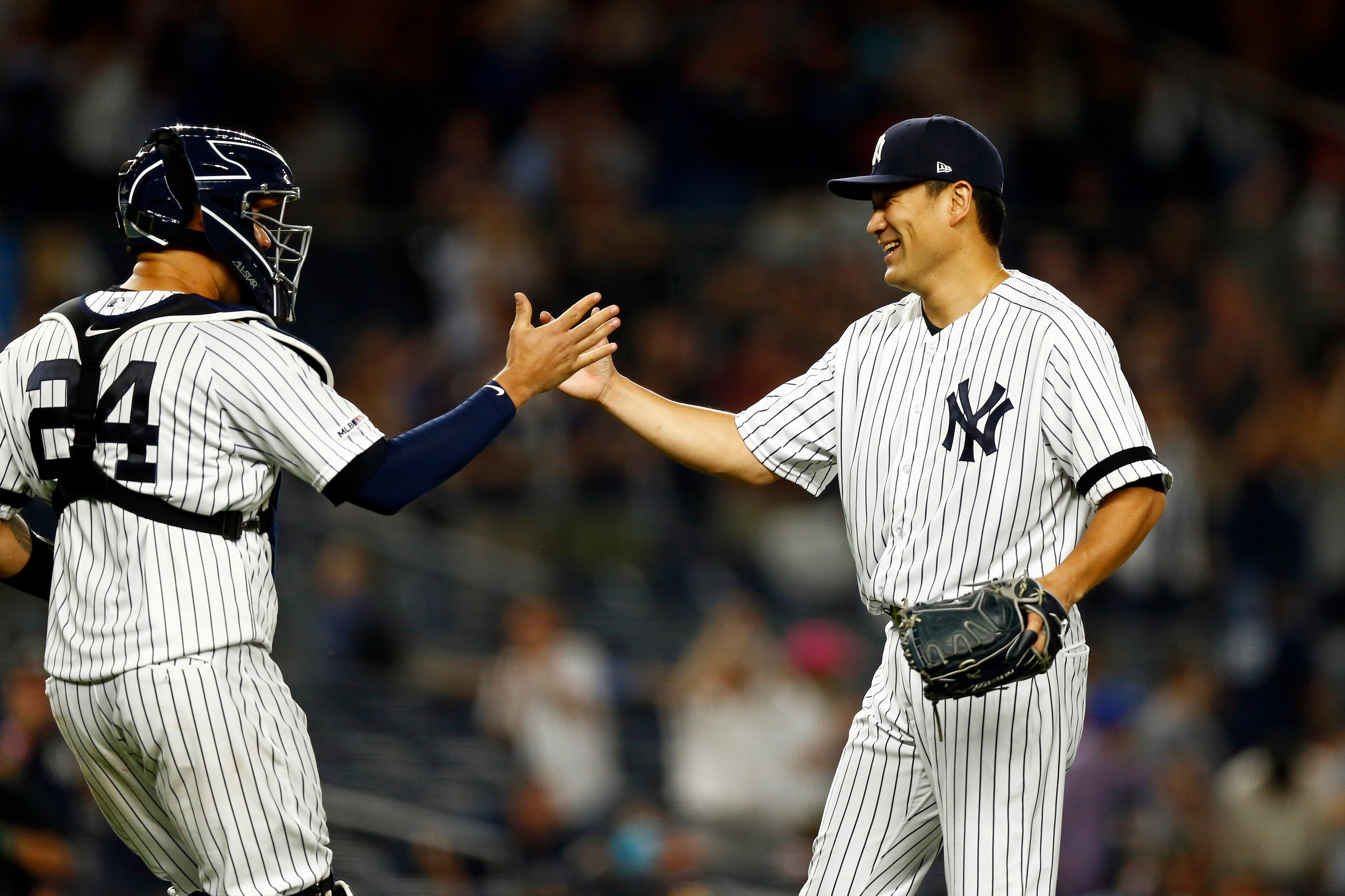 NEW YORK, NY - JUNE 17: Masahiro Tanaka #19 of the New York Yankees reats after a complete game shut out against the Tampa Bay Rays during the ninth inning at Yankee Stadium on June 17, 2019 in the Bronx borough of New York City. (Photo by Adam Hunger/Get NEW YORK, NY - JUNE 17: Masahiro Tanaka #19 of the New York Yankees reats after a complete game shut out against the Tampa Bay Rays during the ninth inning at Yankee Stadium on June 17, 2019 in the Bronx borough of New York City. (Photo by Adam Hunger/Get