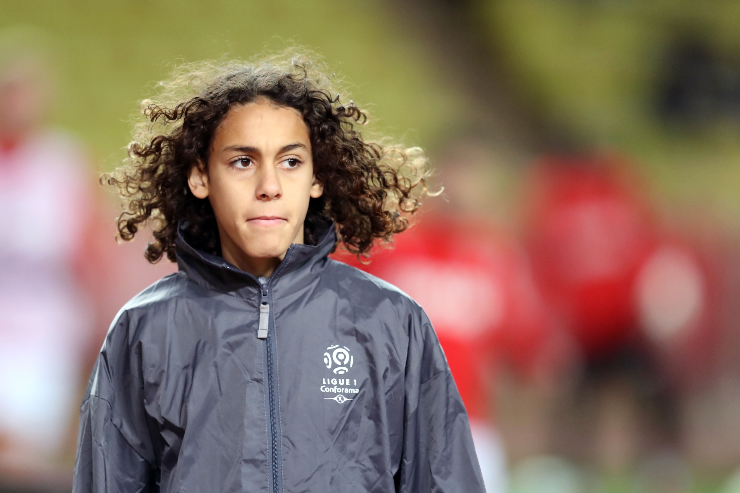 French player Hannibal Mejbri looks on, prior to the French L1 football match between Monaco and Angers at the
