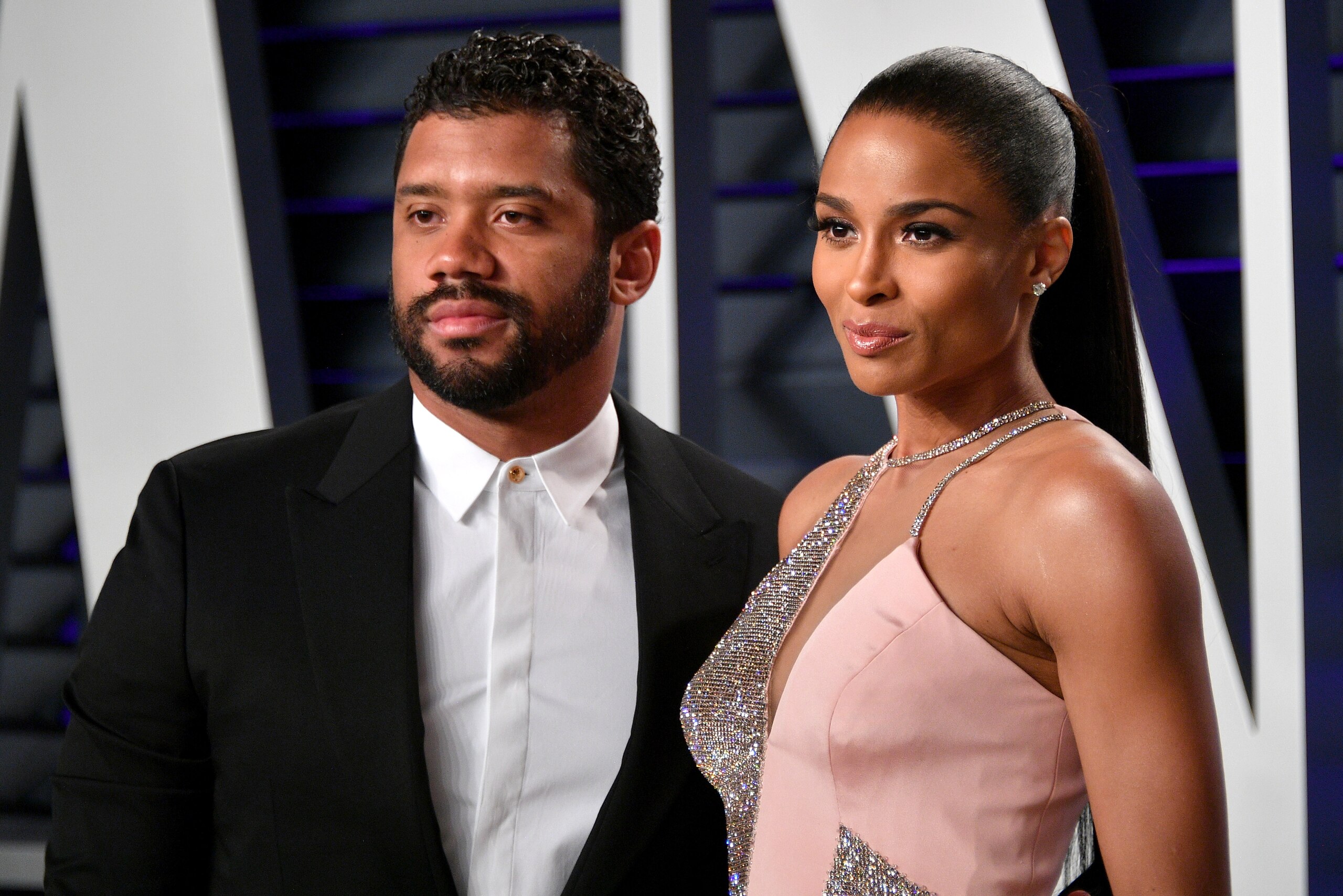 BEVERLY HILLS, CA - FEBRUARY 24:  Russell Wilson (L) and Ciara attend the 2019 Vanity Fair Oscar Party hosted by Radhika Jones at Wallis Annenberg Center for the Performing Arts on February 24, 2019 in Beverly Hills, California.  (Photo by Dia Dipasupil/G