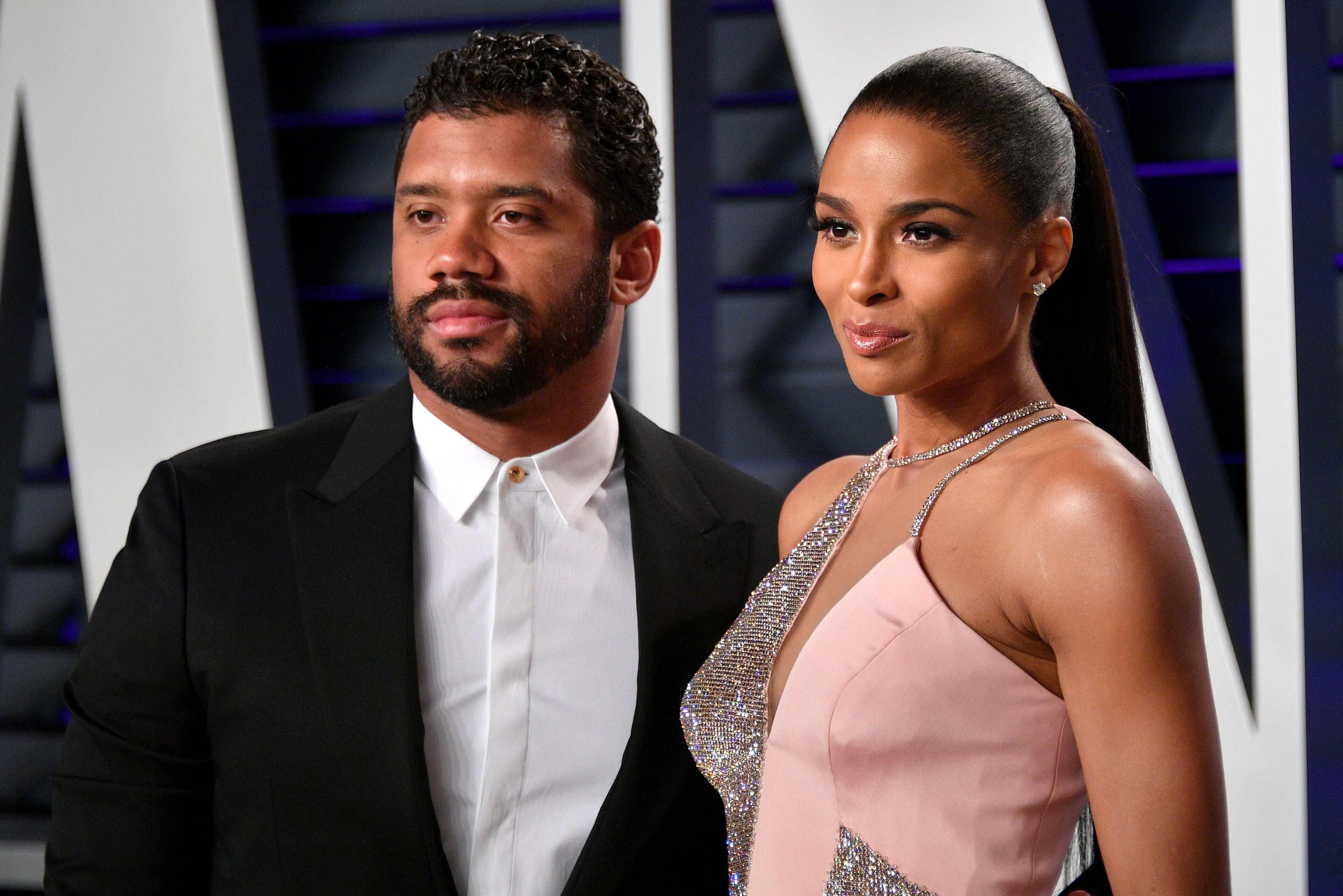 BEVERLY HILLS, CA - FEBRUARY 24:  Russell Wilson (L) and Ciara attend the 2019 Vanity Fair Oscar Party hosted by Radhika Jones at Wallis Annenberg Center for the Performing Arts on February 24, 2019 in Beverly Hills, California.  (Photo by Dia Dipasupil/G