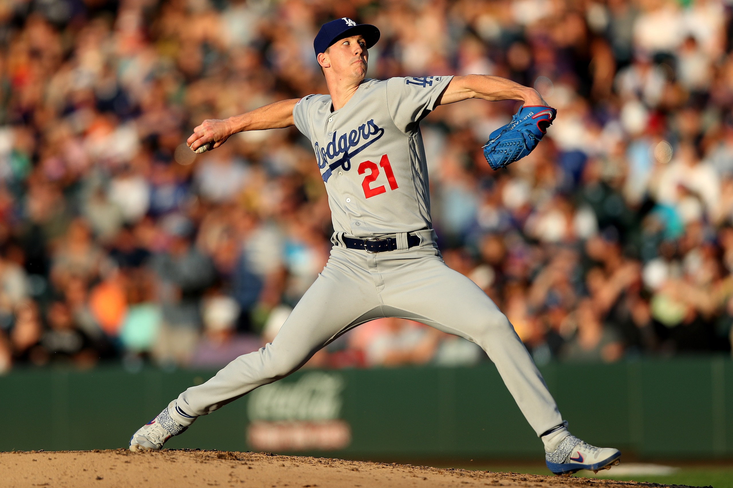 DENVER, COLORADO - JUNE 27: Starting pitcher Walker Buehler #21 of the Los Angeles Dodgers throws in the third inning against the Colorado Rockies at Coors Field on June 27, 2019 in Denver, Colorado. (Photo by Matthew Stockman/Getty Images)