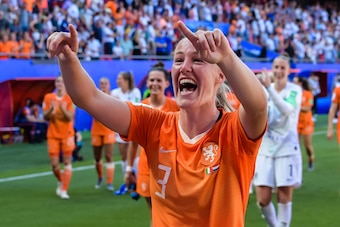 Stefanie van der Gragt of Netherlands women during the FIFA Women's World Cup France 2019 quater final match between Italy and The Netherlands at Stade du Hainaut on June 29, 2019 in Valenciennes, France(Photo by VI Images via Getty Images)