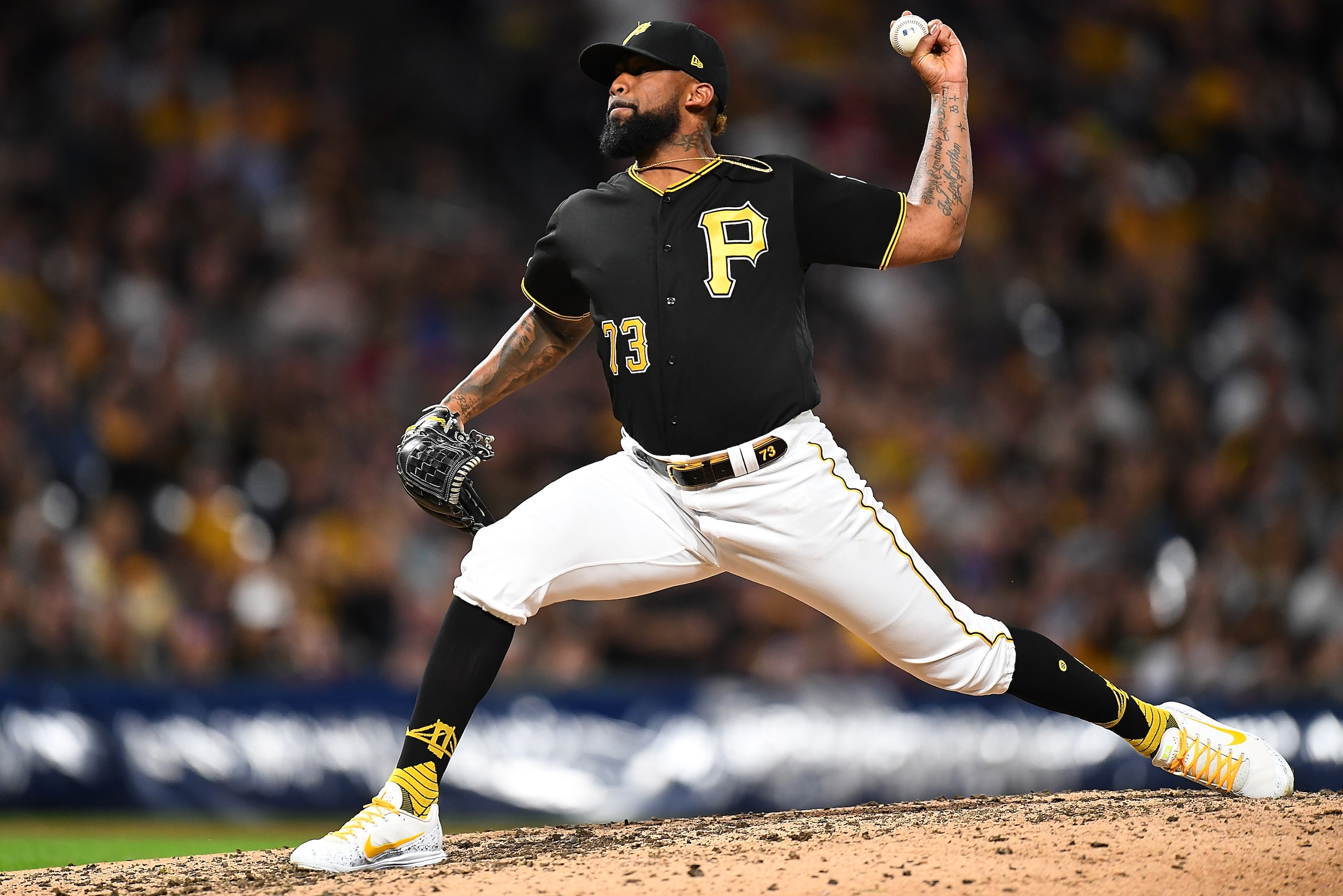 PITTSBURGH, PA - JUNE 21:  Felipe Vazquez #73 of the Pittsburgh Pirates pitches during the ninth inning against the San Diego Padres at PNC Park on June 21, 2019 in Pittsburgh, Pennsylvania. (Photo by Joe Sargent/Getty Images)