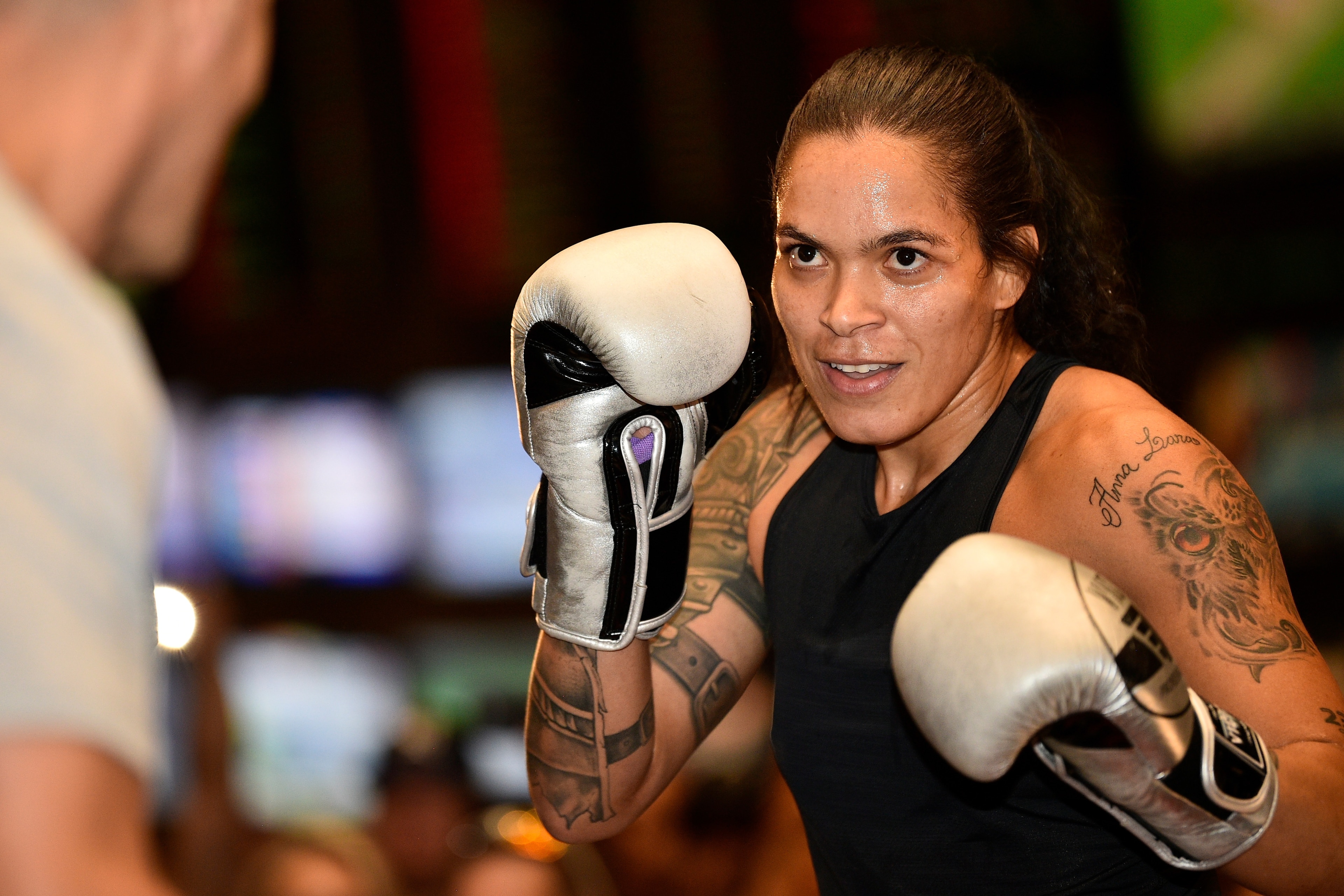 LAS VEGAS, NEVADA - JULY 03:  Amanda Nunes of Brazil holds an open workout for fans and media during the UFC 239 Open Workouts event at MGM Grand Hotel & Casino on July 3, 2019 in Las Vegas, Nevada. (Photo by Chris Unger/Zuffa LLC/Zuffa LLC via Getty Imag