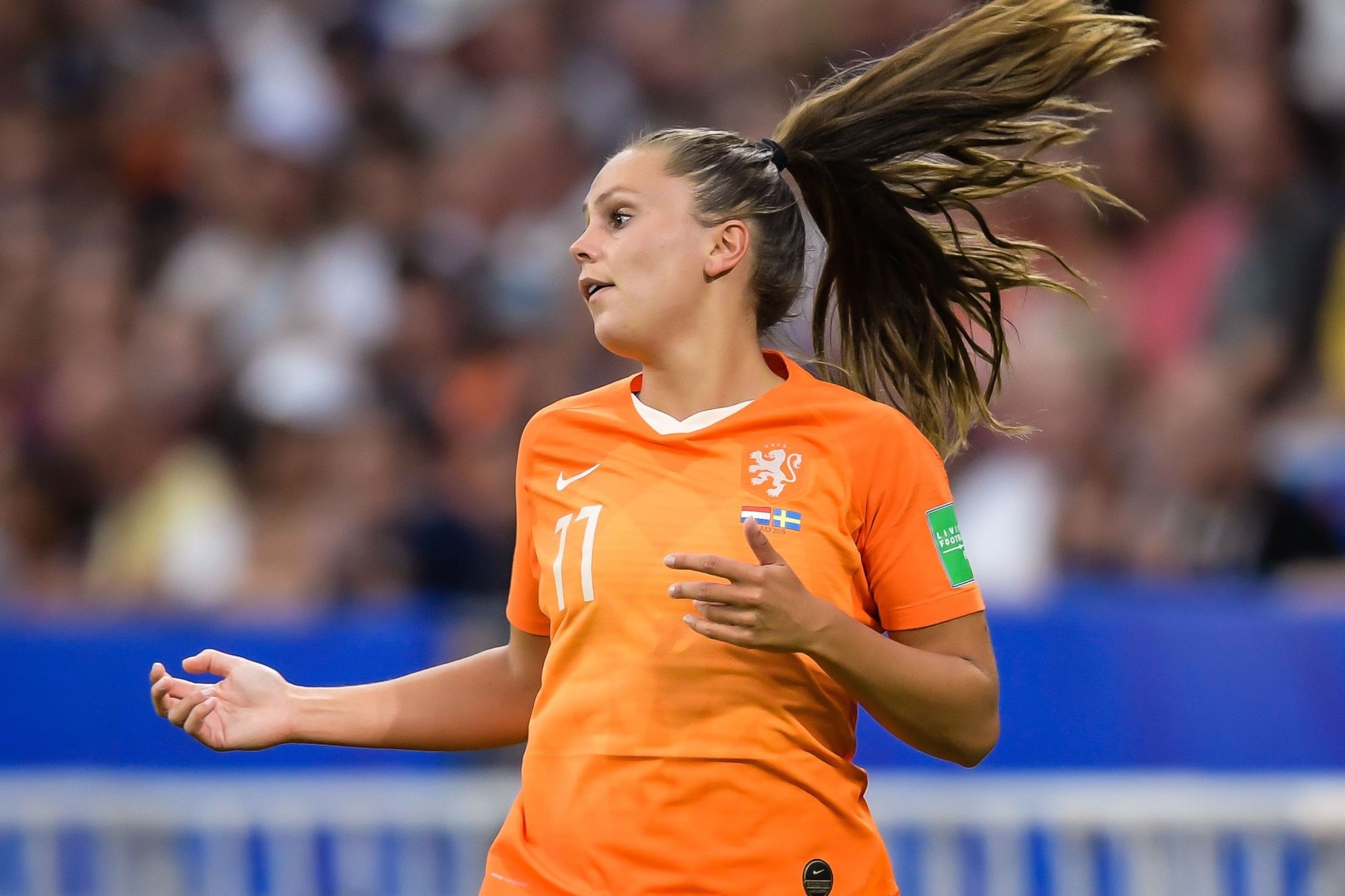 Lieke Martens of Netherlands women during the FIFA Women's World Cup France 2019 semi final match between The Netherlands and Sweden of America at Stade de Lyon on July 03, 2019 in Lyon, France(Photo by VI Images via Getty Images) Lieke Martens of Netherlands women during the FIFA Women's World Cup France 2019 semi final match between The Netherlands and Sweden of America at Stade de Lyon on July 03, 2019 in Lyon, France(Photo by VI Images via Getty Images)