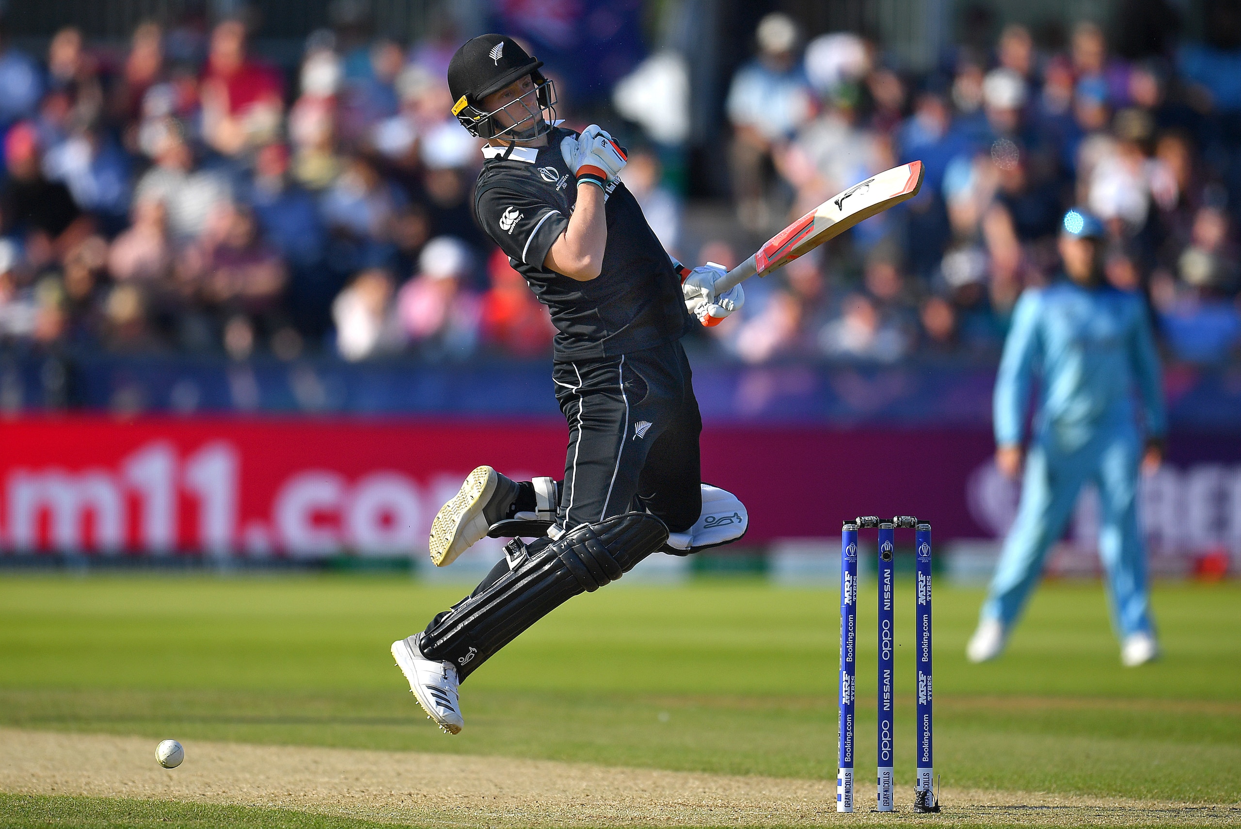 CHESTER-LE-STREET, ENGLAND - JULY 03:  Matt Henry of New Zealand in action batting during the Group Stage match of the ICC Cricket World Cup 2019 between England and New Zealand at Emirates Riverside on July 03, 2019 in Chester-le-Street, England. (Photo 