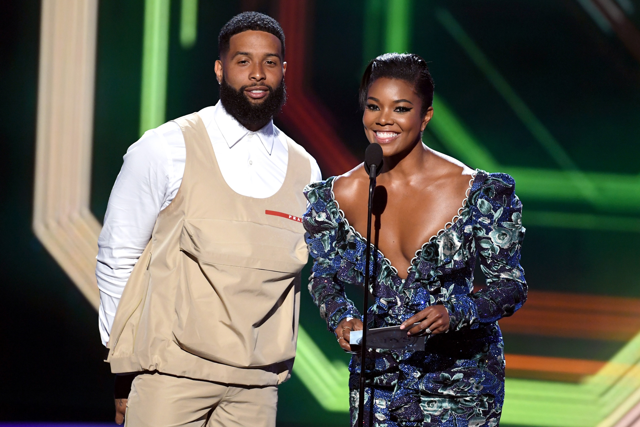 LOS ANGELES, CALIFORNIA - JULY 10: (L-R) Odell Beckham Jr. and Gabrielle Union speak onstage during The 2019 ESPYs at Microsoft Theater on July 10, 2019 in Los Angeles, California. (Photo by Kevin Winter/Getty Images) LOS ANGELES, CALIFORNIA - JULY 10: (L-R) Odell Beckham Jr. and Gabrielle Union speak onstage during The 2019 ESPYs at Microsoft Theater on July 10, 2019 in Los Angeles, California. (Photo by Kevin Winter/Getty Images)