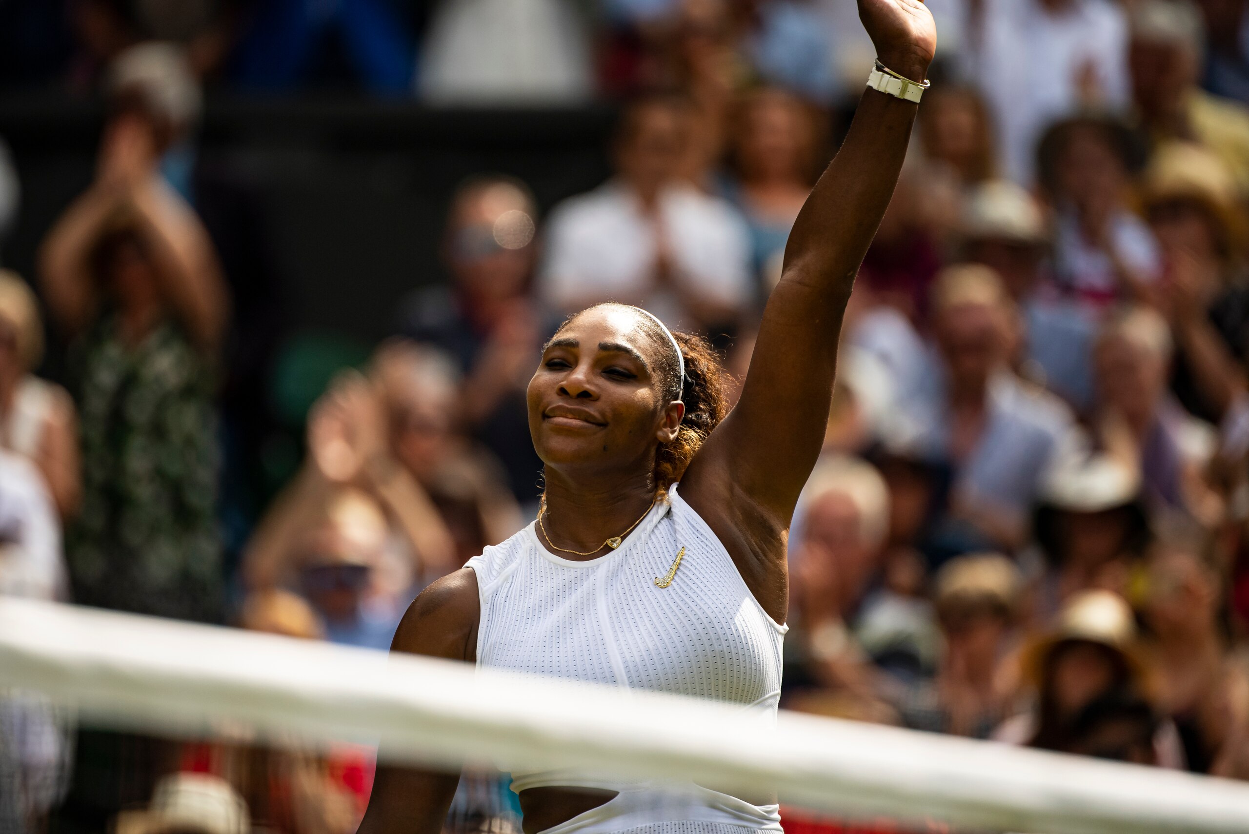LONDON, ENGLAND - JULY 11: Serena Williams of the United States celebrates after her victory over Barbora Strycova of the Czech Republic during Day 10 of The Championships - Wimbledon 2019 at All England Lawn Tennis and Croquet Club on July 11, 2019 in Lo LONDON, ENGLAND - JULY 11: Serena Williams of the United States celebrates after her victory over Barbora Strycova of the Czech Republic during Day 10 of The Championships - Wimbledon 2019 at All England Lawn Tennis and Croquet Club on July 11, 2019 in Lo