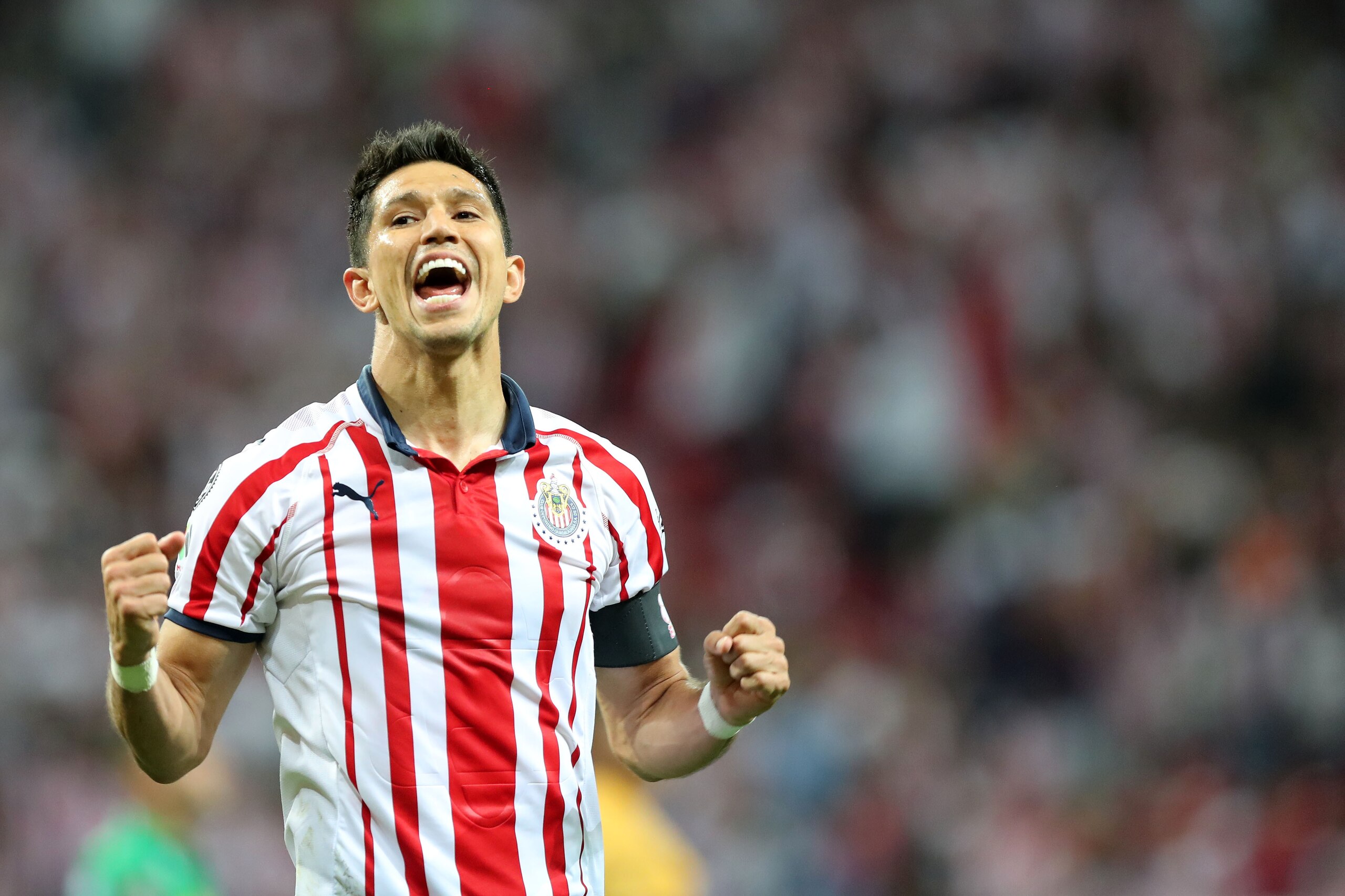 ZAPOPAN, MEXICO - APRIL 27: Jesús Molina #20 of Chivas celebrate the victory of his team on the 16th round match between Chivas and Leon as part of the Torneo Clausura 2019 Liga MX at Akron Stadium on April 27, 2019 in Zapopan, Mexico. (Photo by Refugio R ZAPOPAN, MEXICO - APRIL 27: Jesús Molina #20 of Chivas celebrate the victory of his team on the 16th round match between Chivas and Leon as part of the Torneo Clausura 2019 Liga MX at Akron Stadium on April 27, 2019 in Zapopan, Mexico. (Photo by Refugio R