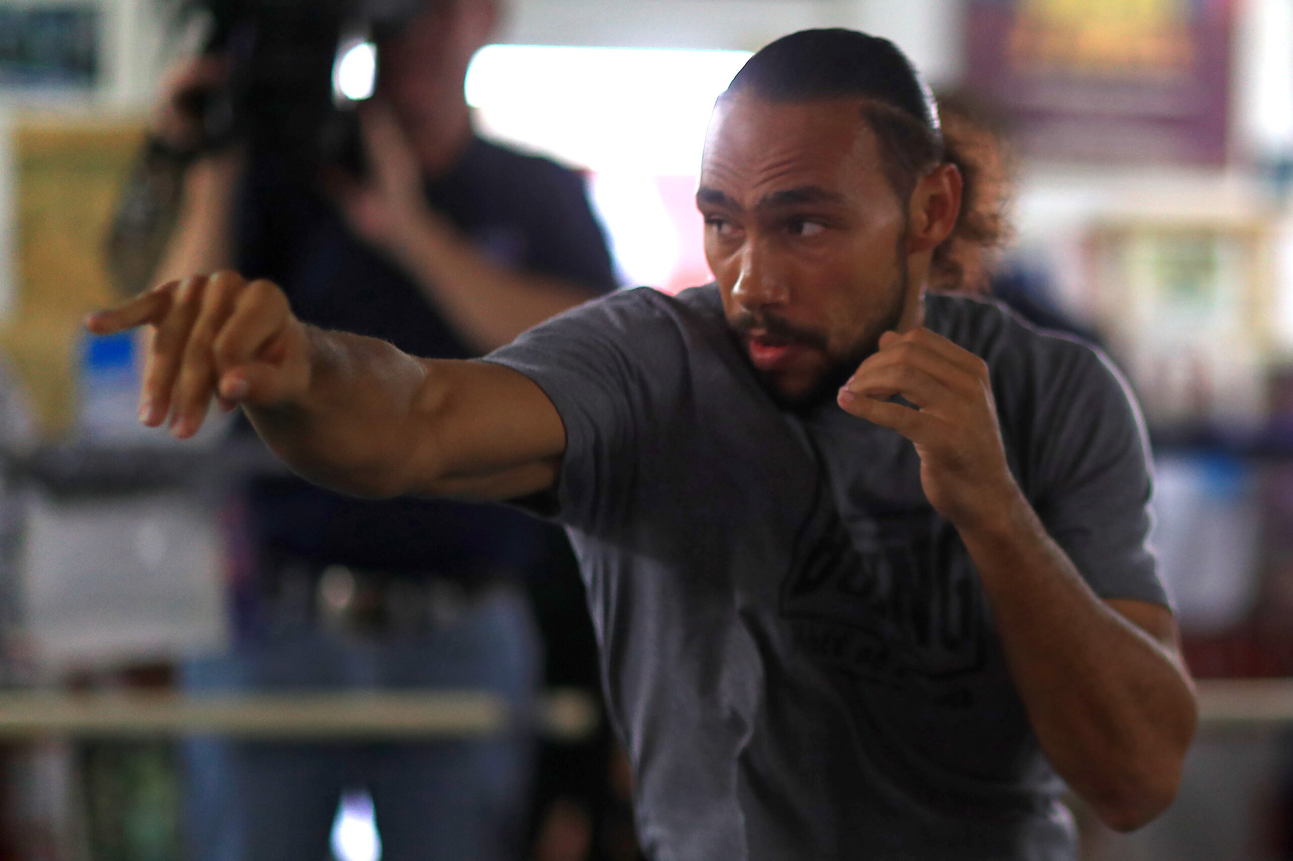 ST PETERSBURG, FLORIDA - JULY 10: Keith Thurman works out for members of the media ahead of his fight against Manny Pacquiao on July 20th at St Pete Boxing Club on July 10, 2019 in St Petersburg, Florida. (Photo by Mike Ehrmann/Getty Images)