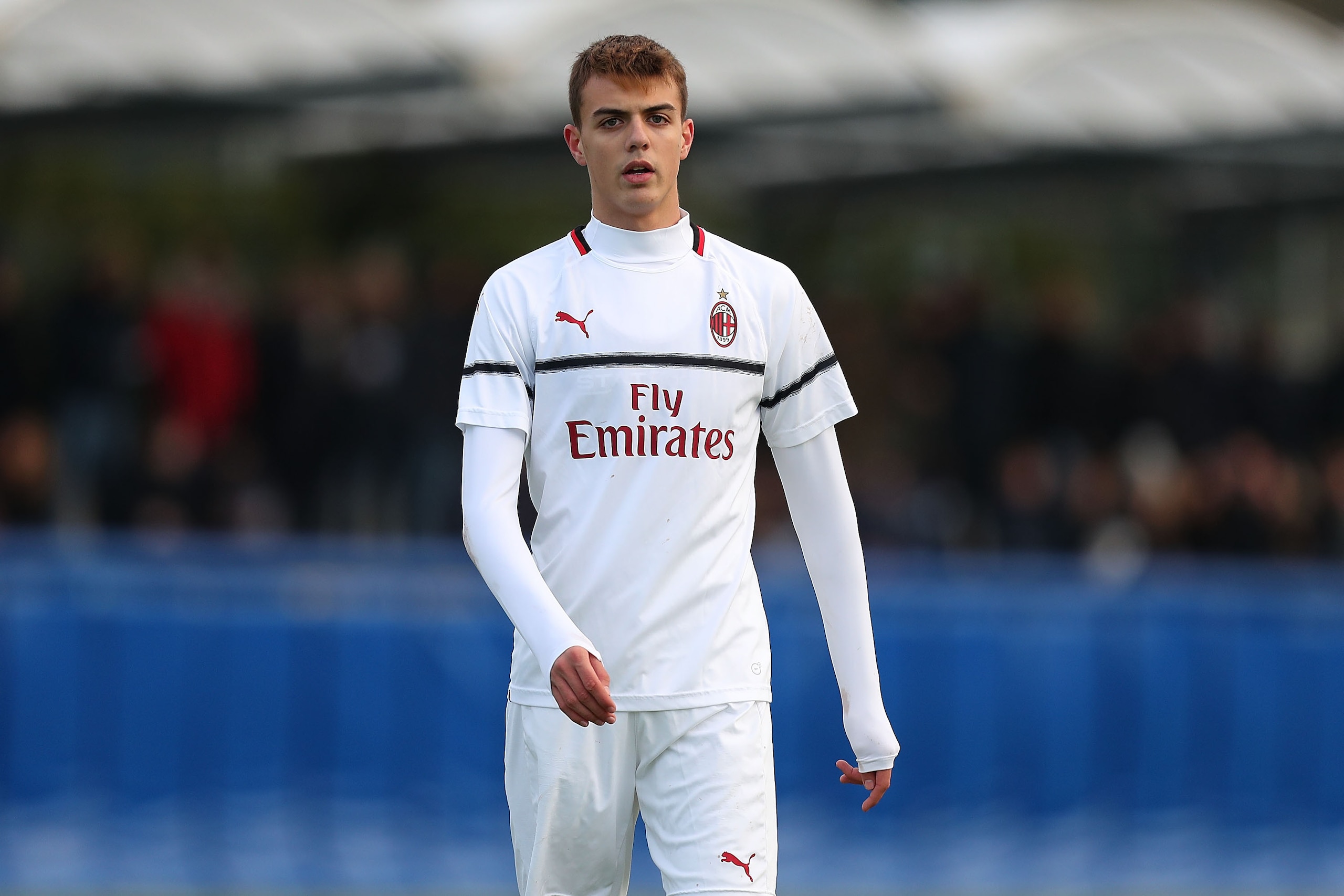 EMPOLI, ITALY - DECEMBER 14: Daniel Maldini of AC Milan U19 looks on during the Serie A Primavera  match between Empoli FC U19 and AC Milan U19 at  on December 14, 2018 in Empoli, Italy.  (Photo by Gabriele Maltinti/Getty Images)
