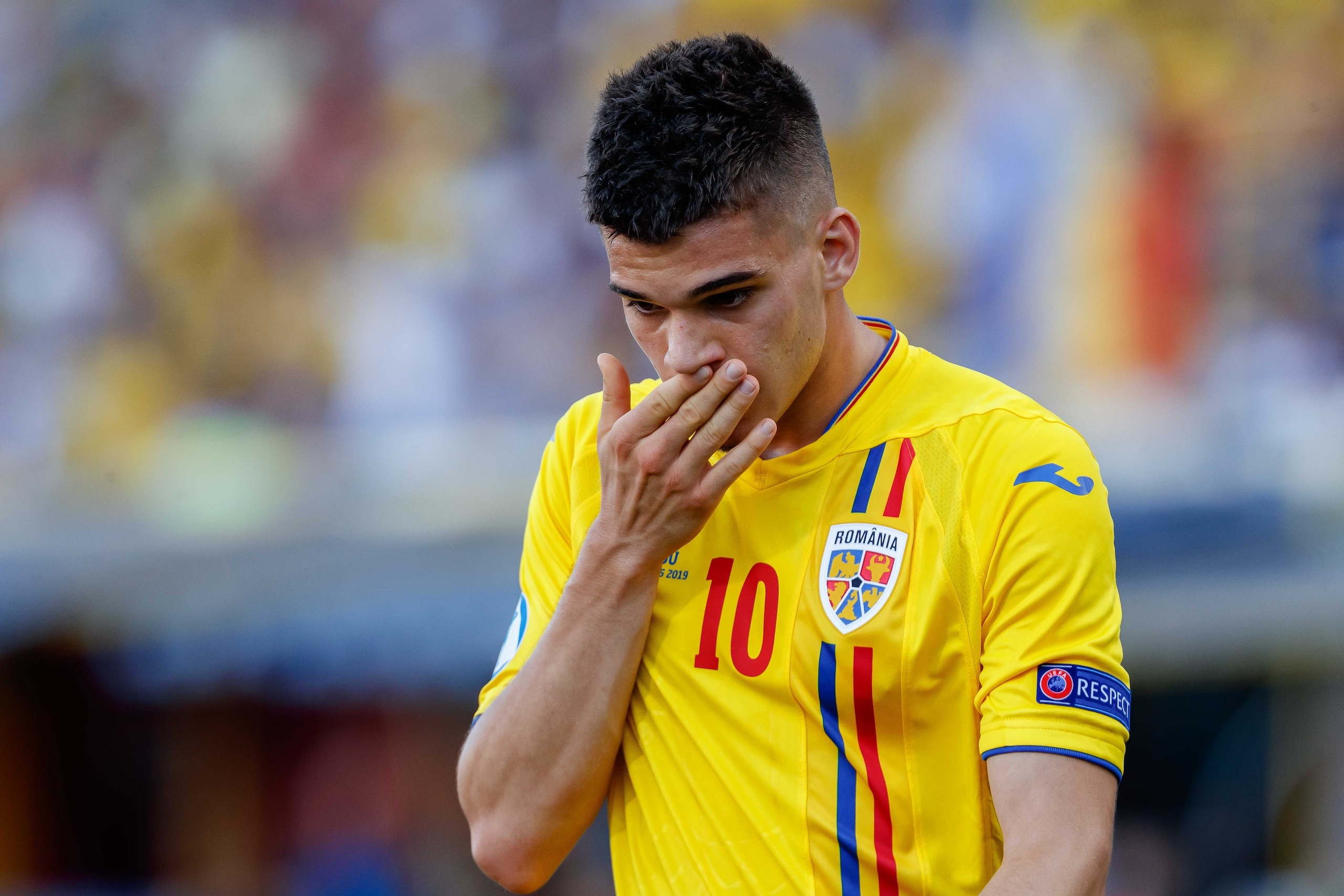 BOLOGNA, ITALY - JUNE 27: Ianis Hagi of Romania looks on during the 2019 UEFA U-21 Semi-Final match between Germany and Romania at Stadio Renato Dall'Ara on June 27, 2019 in Bologna, Italy. (Photo by TF-Images/Getty Images)