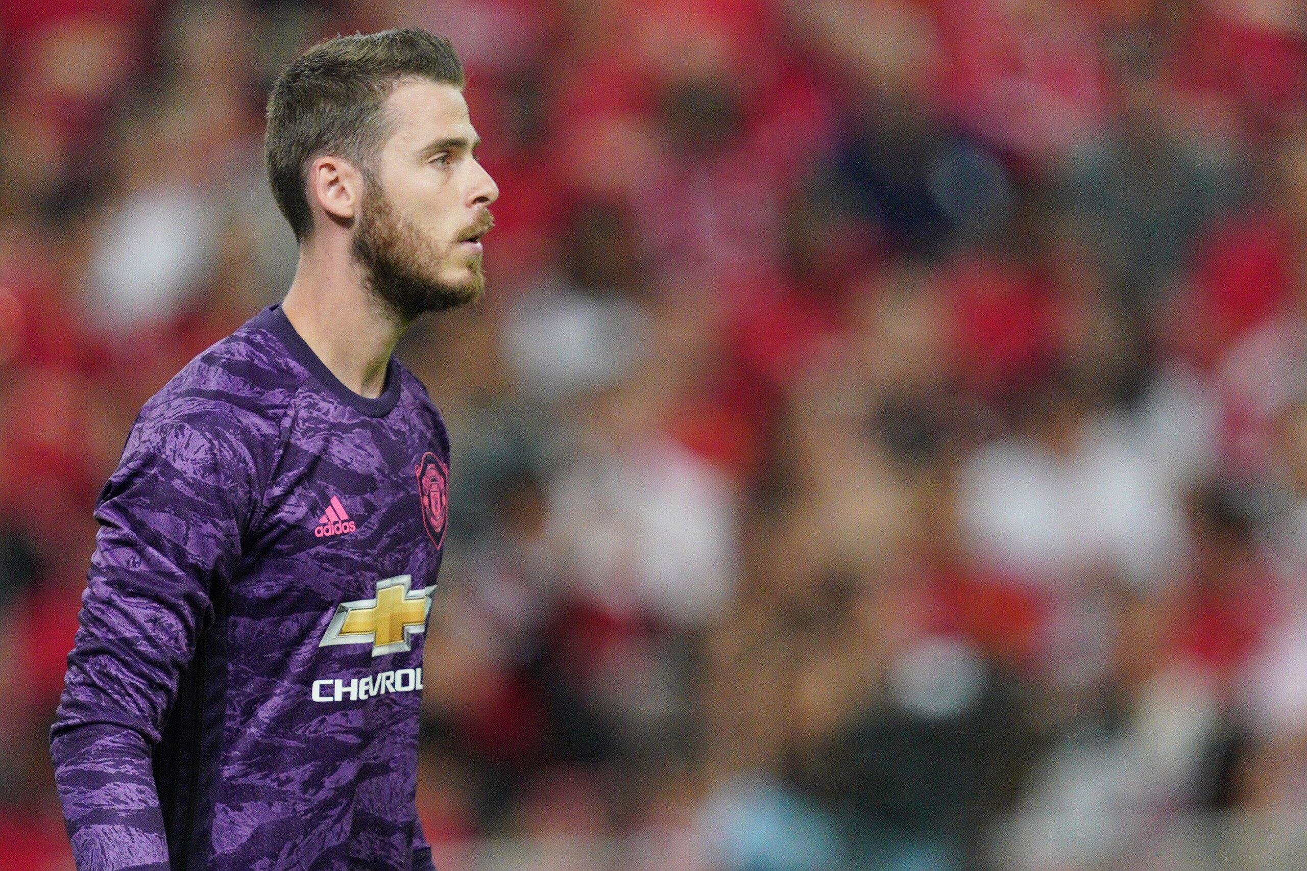 SINGAPORE, SINGAPORE - JULY 20: David De Gea of Manchester United looks on during the 2019 International Champions Cup match between Manchester United and FC Internazionale at the Singapore National Stadium on July 20, 2019 in Singapore. (Photo by Allspor