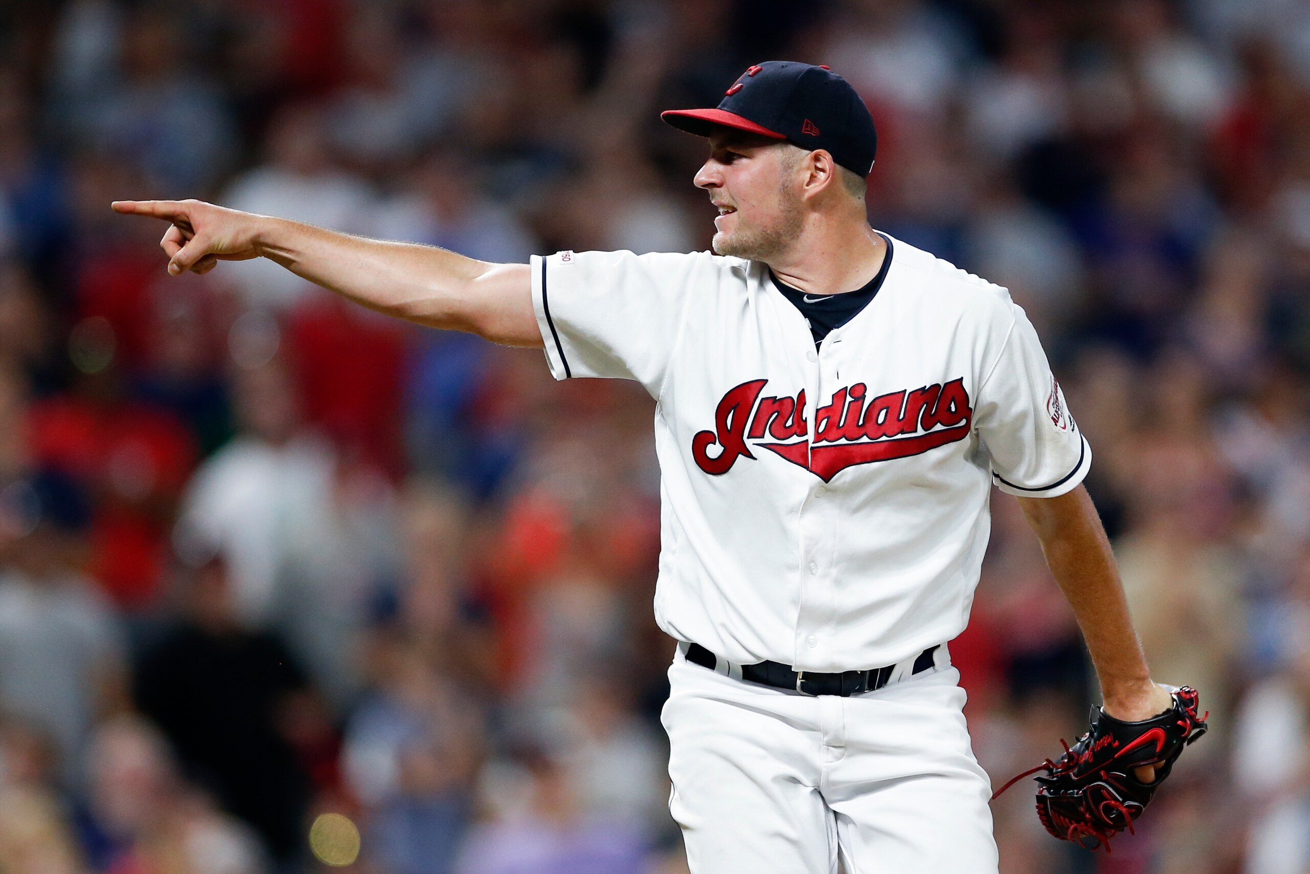 CLEVELAND, OH - JULY 18: Starting pitcher Trevor Bauer #47 of the Cleveland Indians points to home plate after a pitch against the Detroit Tigers during the seventh inning at Progressive Field on July 18, 2019 in Cleveland, Ohio. (Photo by Ron Schwane/Get CLEVELAND, OH - JULY 18: Starting pitcher Trevor Bauer #47 of the Cleveland Indians points to home plate after a pitch against the Detroit Tigers during the seventh inning at Progressive Field on July 18, 2019 in Cleveland, Ohio. (Photo by Ron Schwane/Get
