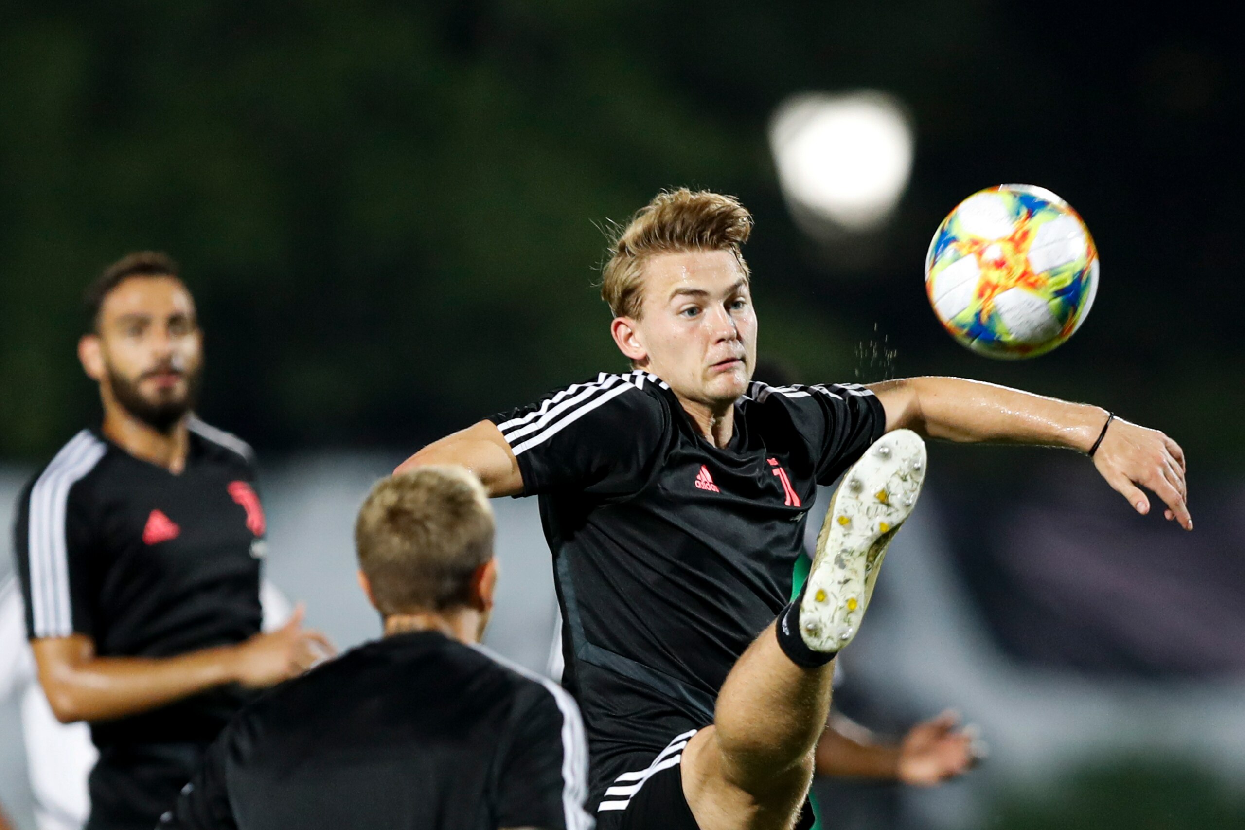 NANJING, CHINA - JULY 23: Juventus player Matthijs de Ligt in action during the Juventus official training at the Nanjing Olympic Center Stadium on July 23, 2019 in Nanjing, China..(Photo by Fred Lee/Getty Images)