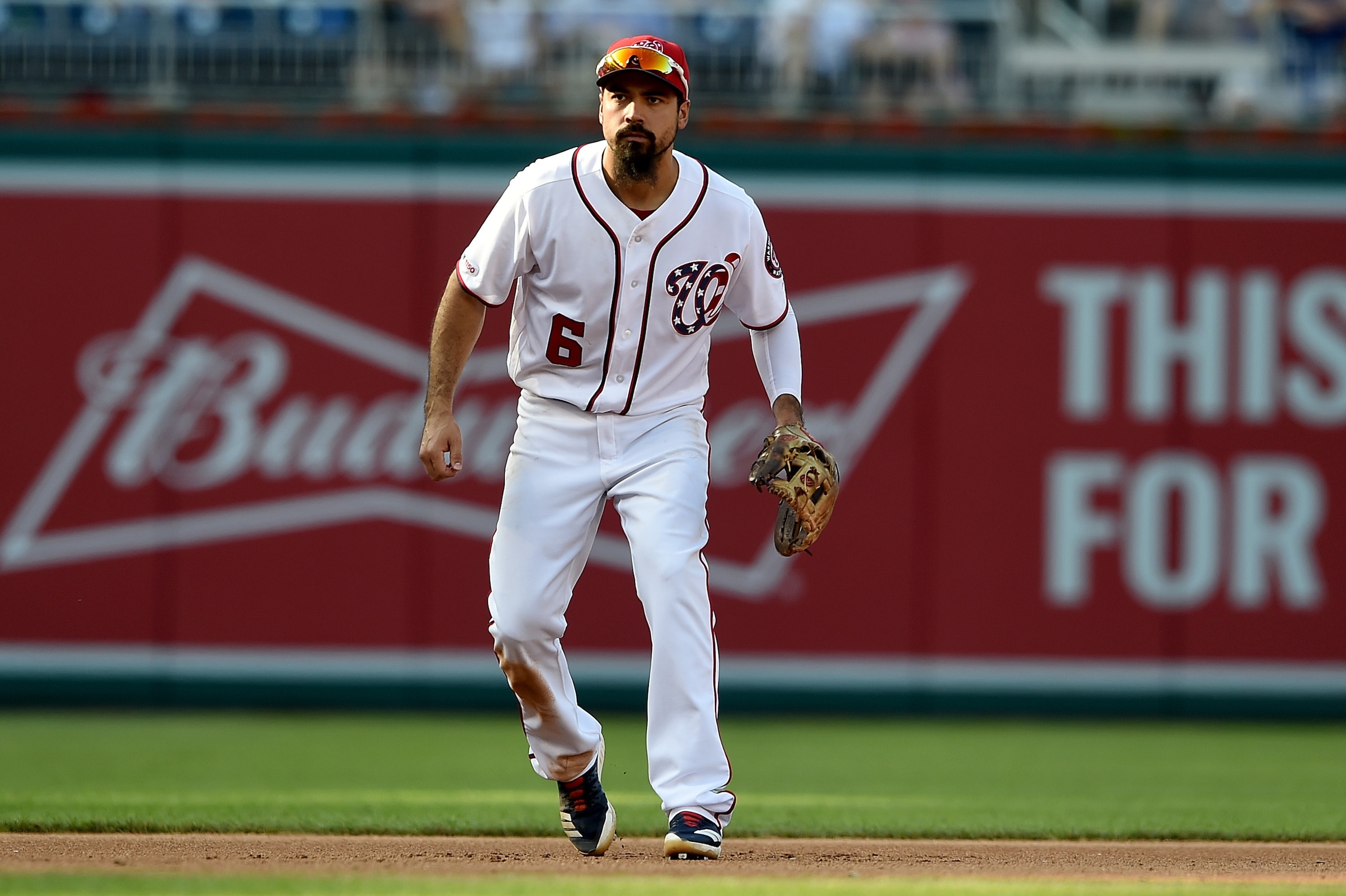WASHINGTON, DC - JULY 27:  Anthony Rendon #6 of the Washington Nationals plays third base against the Los Angeles Dodgers at Nationals Park on July 27, 2019 in Washington, DC.  (Photo by G Fiume/Getty Images)