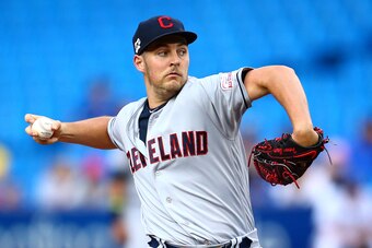 TORONTO, ON - JULY 23:  Trevor Bauer #47 of the Cleveland Indians pitches in the first inning during a MLB game against the Toronto Blue Jays at Rogers Centre on July 23, 2019 in Toronto, Canada.  (Photo by Vaughn Ridley/Getty Images)