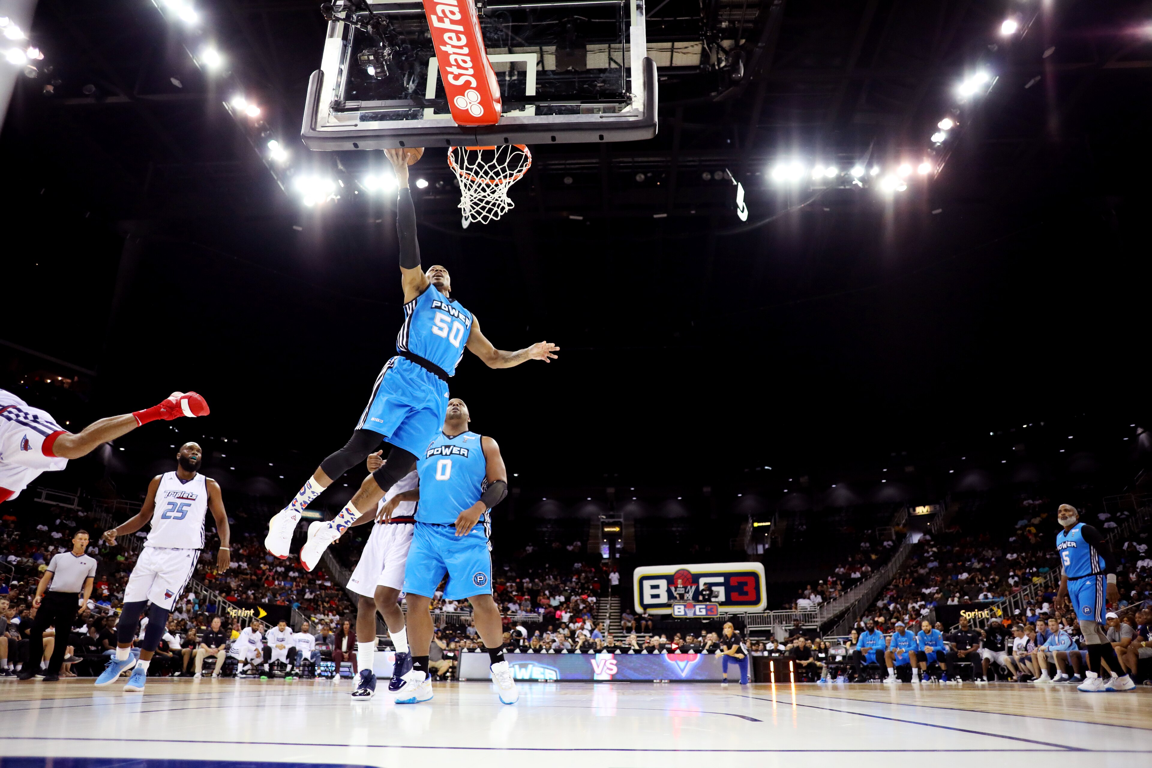 KANSAS CITY, MISSOURI - JULY 20: Corey Maggette #50 of Power goes in for a lay up against Triplets during the BIG 3 Game at Sprint Center on July 20, 2019 in Kansas City, Missouri. (photo by Jamie Squire/BIG3/Getty Images) KANSAS CITY, MISSOURI - JULY 20: Corey Maggette #50 of Power goes in for a lay up against Triplets during the BIG 3 Game at Sprint Center on July 20, 2019 in Kansas City, Missouri. (photo by Jamie Squire/BIG3/Getty Images)