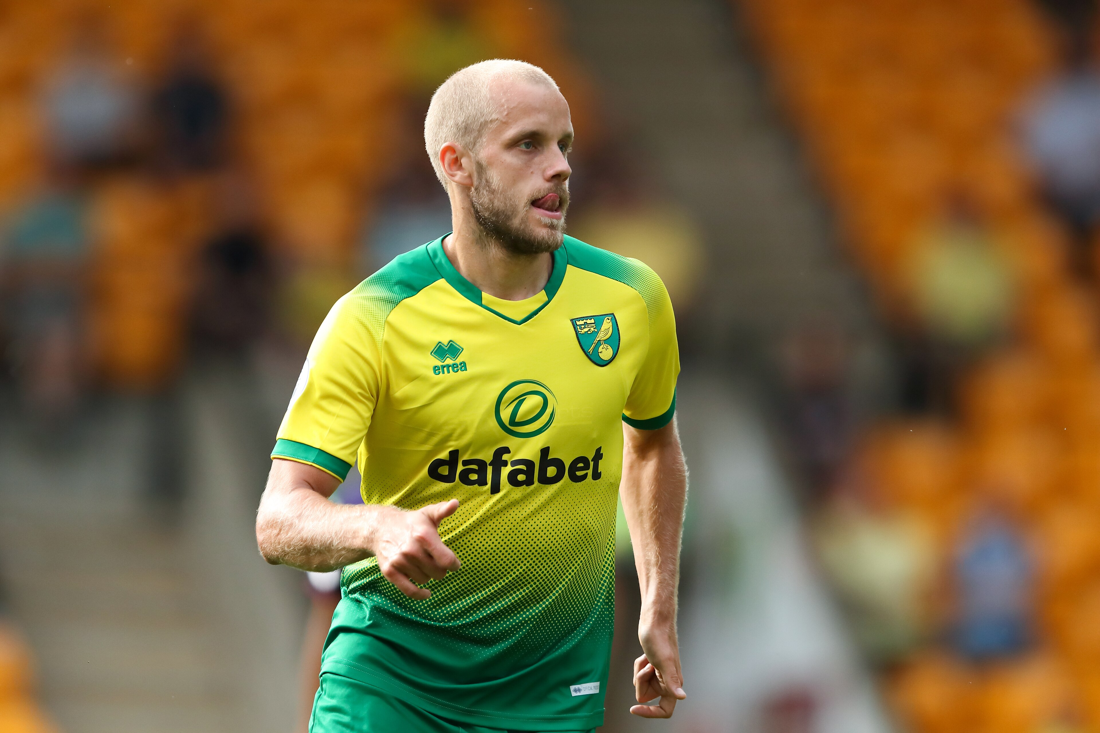 NORWICH, ENGLAND - AUGUST 03: Teemu Pukki of Norwich City during a pre-season friendly between Norwich City and Toulouse at Carrow Road on August 3, 2019 in Norwich, England. (Photo by James Williamson - AMA/Getty Images)