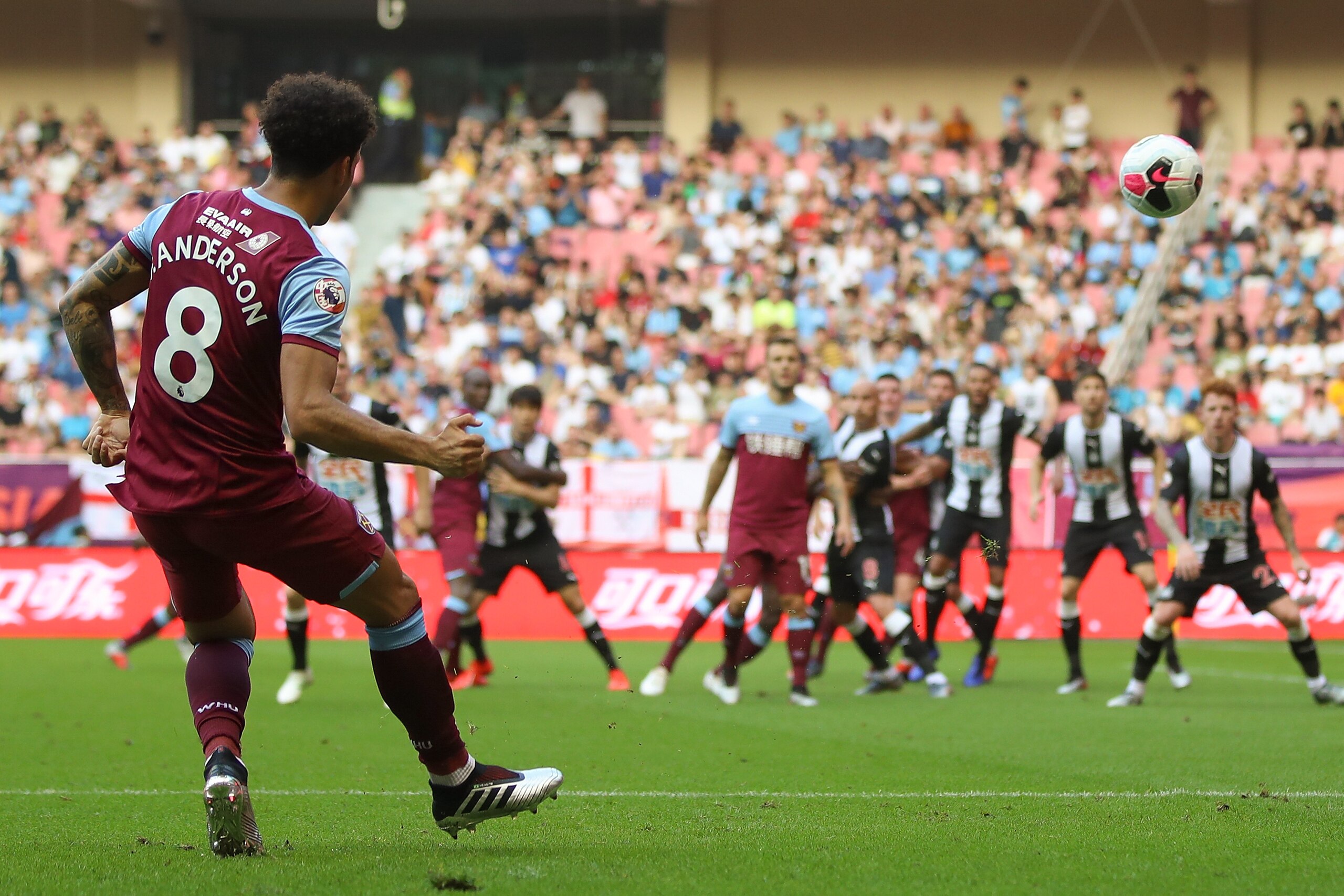 SHANGHAI, CHINA - JULY 20:  Felipe Anderson of West Ham United in action during the Premier League Asia Trophy 2019 match between West Ham United and Newcastle United at Shanghai Hongkou Stadium on July 20, 2019 in Shanghai, China.  (Photo by Lintao Zhang