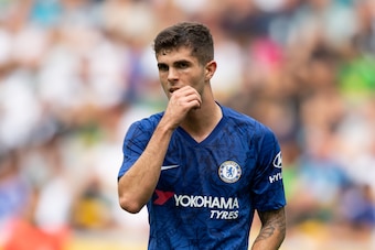 MOENCHENGLADBACH, GERMANY - AUGUST 03: Christian Pulisic of FC Chelsea looks on during the pre-season friendly match between Borussia Moenchengladbach and FC Chelsea at Borussia-Park on August 3, 2019 in Moenchengladbach, Germany. (Photo by TF-Images/Gett