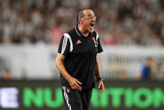 NANJING, CHINA - JULY 24: Head coach Maurizio Sarri of Juventus shouts instruction during the International Champions Cup match between Juventus and FC Internazionale at the Nanjing Olympic Center Stadium on July 24, 2019 in Nanjing, China. (Photo by Lint