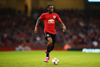 CARDIFF, WALES - AUGUST 03: Aaron Wan-Bissaka of Manchester United in action during the 2019 International Champions Cup match between Manchester United and AC Milan at Principality Stadium on August 03, 2019 in Cardiff, Wales. (Photo by Chris Brunskill/F