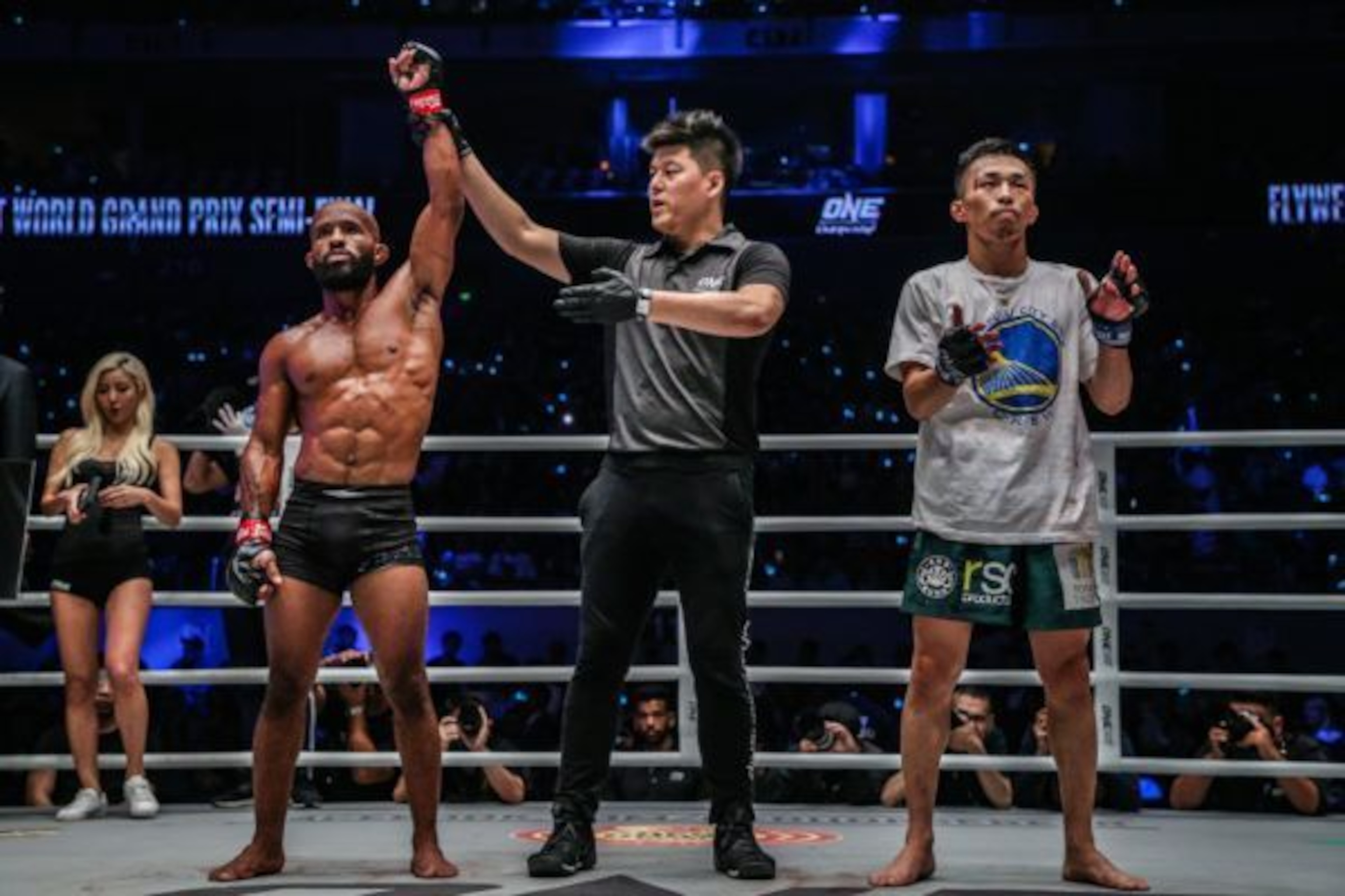 Demetrious Johnson defeats Tatsumitsu Wada in the ONE Championship Flyweight World Grand Prix semifinals.