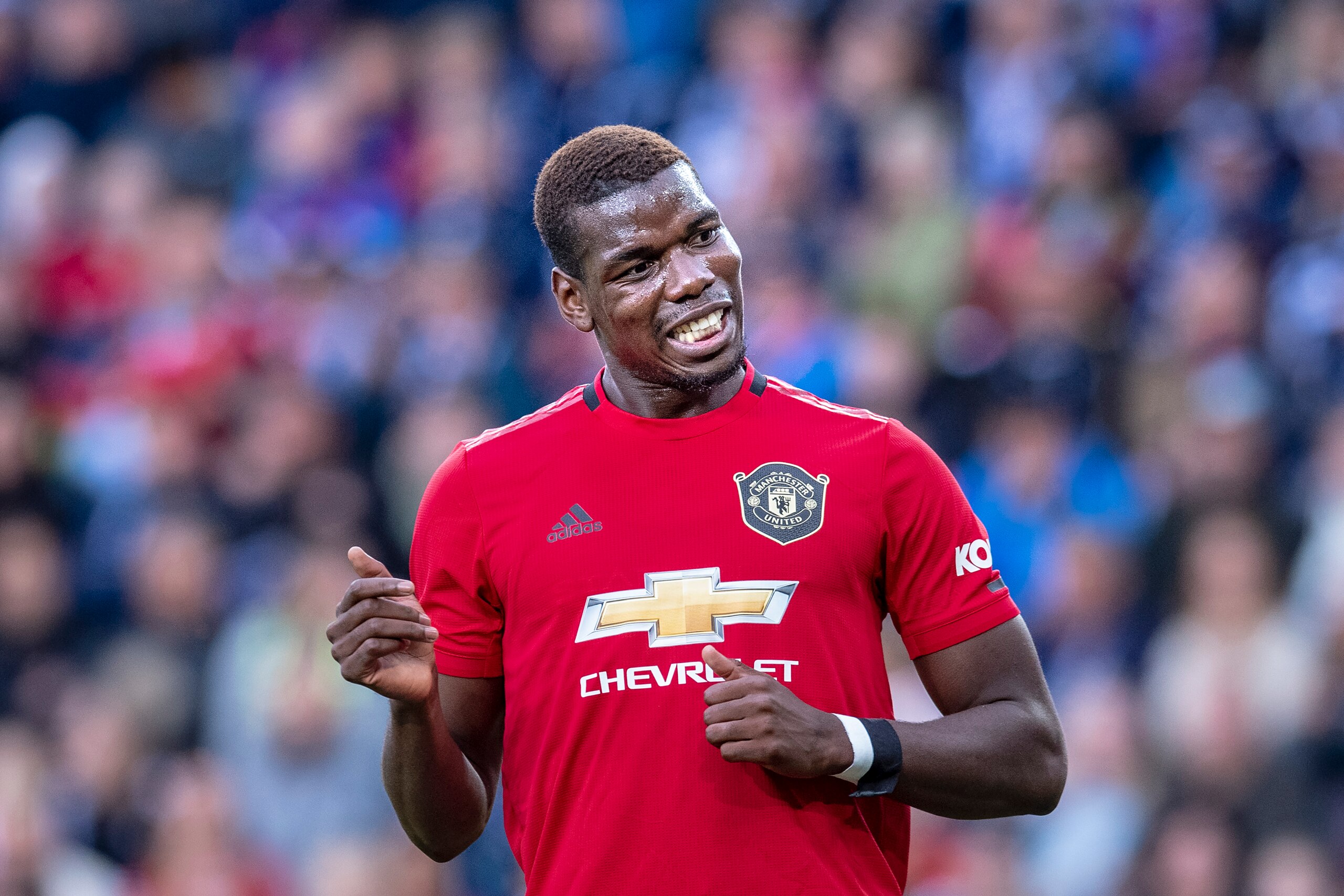 OSLO, NORWAY - JULY 30: Paul Pogba  of Manchester United during the Pre-Season Friendly match between Kristiansund BK v Manchester United at Ullevaal Stadion on July 30, 2019 in Oslo.  (Photo by Trond Tandberg/Getty Images)