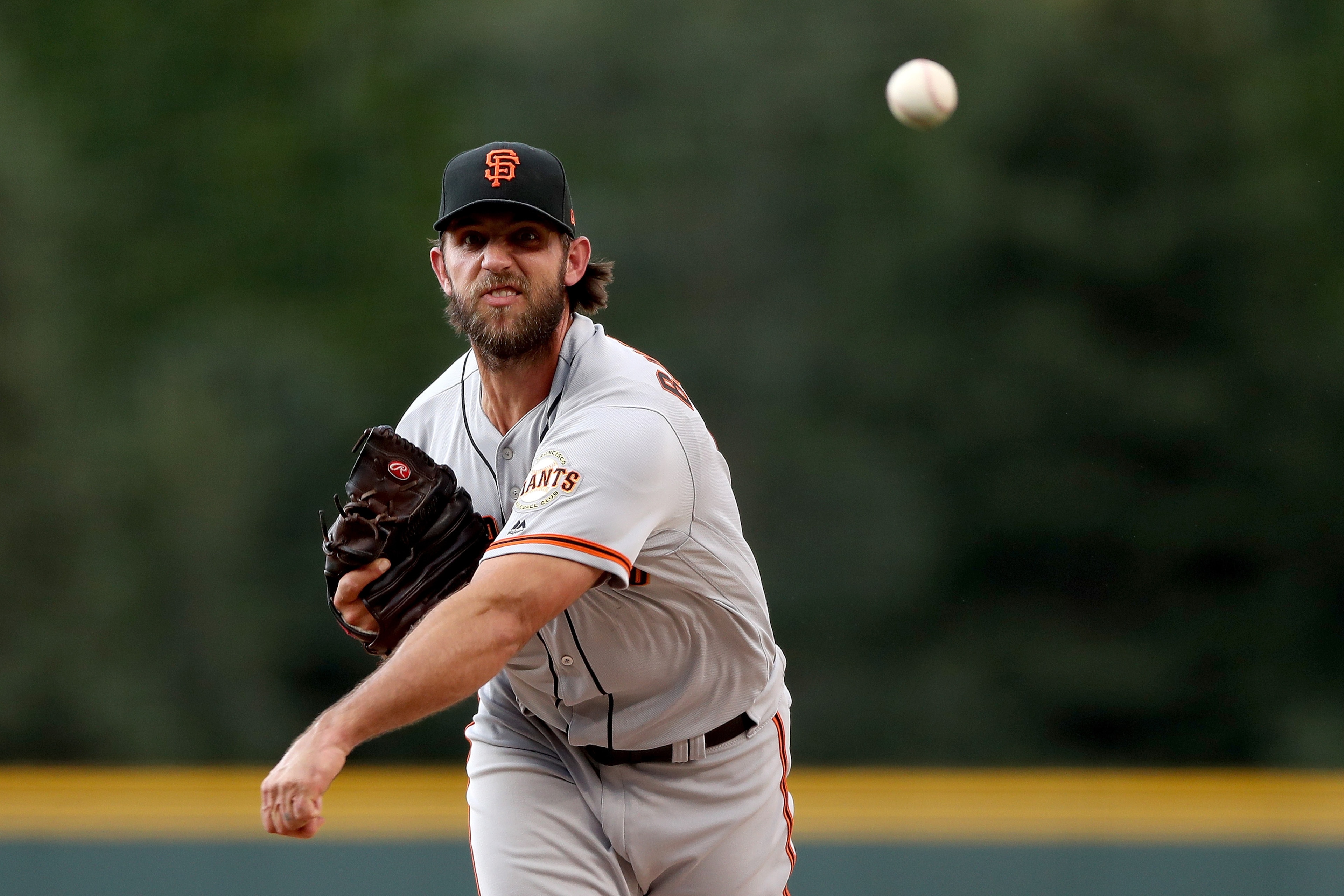 DENVER, COLORADO - AUGUST 03: Starting pitcher Madison Bumgarner #40 of the San Francisco Giants throws in the first inning against the Colorado Rockies at Coors Field on August 03, 2019 in Denver, Colorado. (Photo by Matthew Stockman/Getty Images) DENVER, COLORADO - AUGUST 03: Starting pitcher Madison Bumgarner #40 of the San Francisco Giants throws in the first inning against the Colorado Rockies at Coors Field on August 03, 2019 in Denver, Colorado. (Photo by Matthew Stockman/Getty Images)