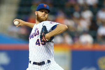 NEW YORK, NEW YORK - AUGUST 06: Zack Wheeler #45 of the New York Mets in action against the Miami Marlins at Citi Field on August 06, 2019 in New York City. New York Mets defeated the Miami Marlins 5-0. (Photo by Mike Stobe/Getty Images)