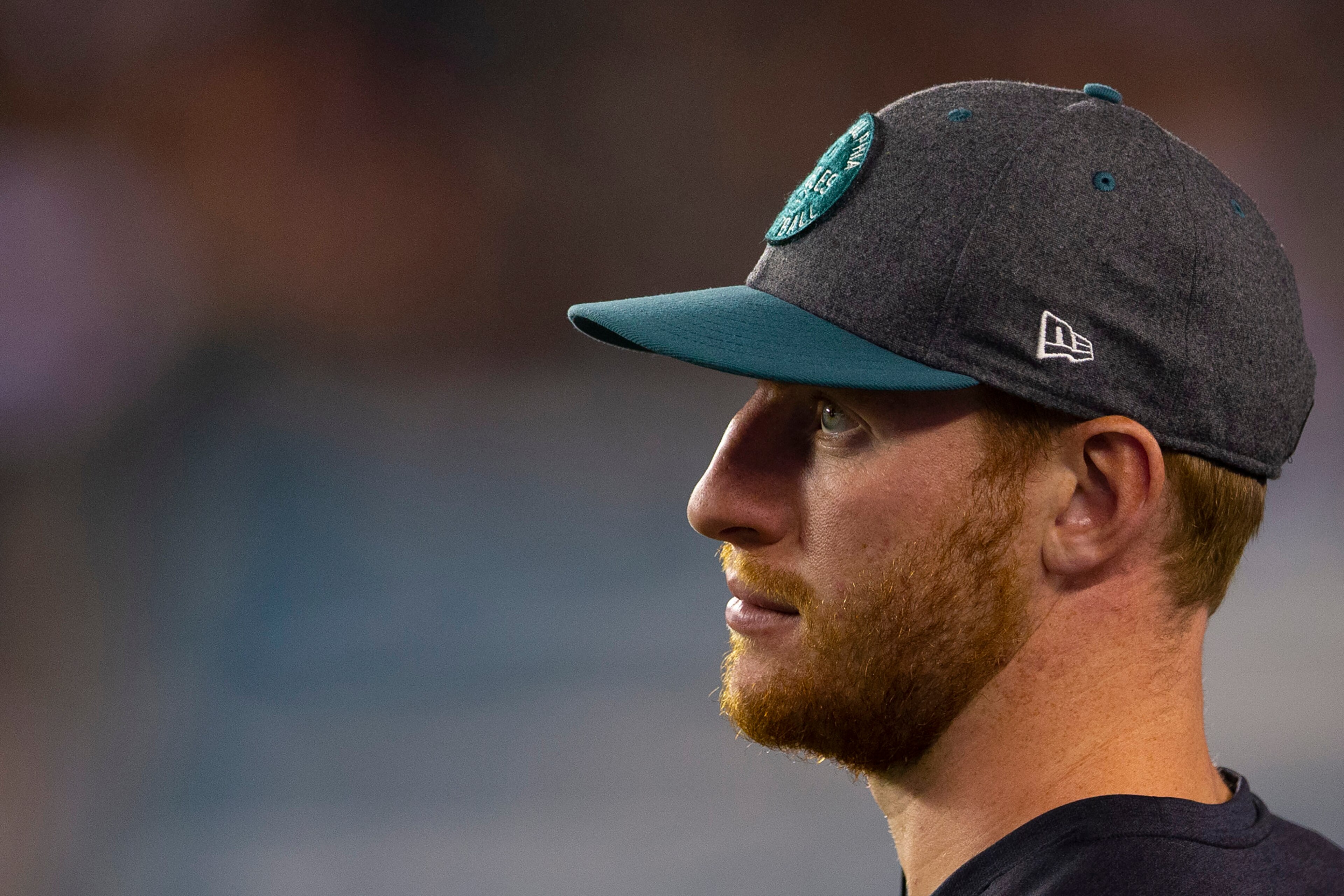 PHILADELPHIA, PA - AUGUST 08: Carson Wentz #11 of the Philadelphia Eagles looks on against the Tennessee Titans in the preseason game at Lincoln Financial Field on August 8, 2019 in Philadelphia, Pennsylvania. (Photo by Mitchell Leff/Getty Images)