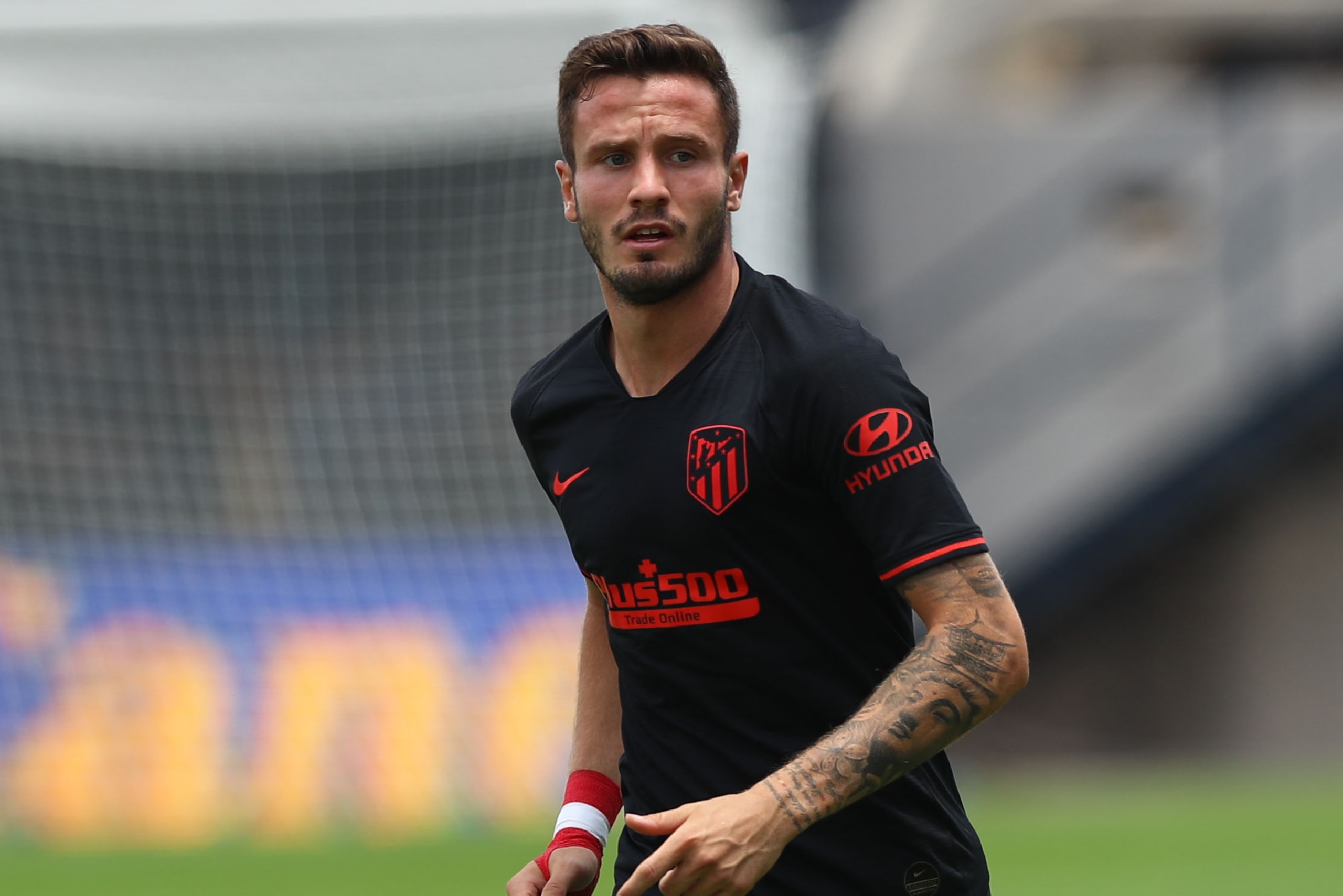 SAN LUIS POTOSI, MEXICO - AUGUST 03: Saul Ñiguez #08 of Atletico de Madrid drives the ball during the friendly match between Atletico San Luis and Atletico de Madrid at Estadio Alfonso Lastras on August 3, 2019 in San Luis Potosi, Mexico. (Photo by Refugi