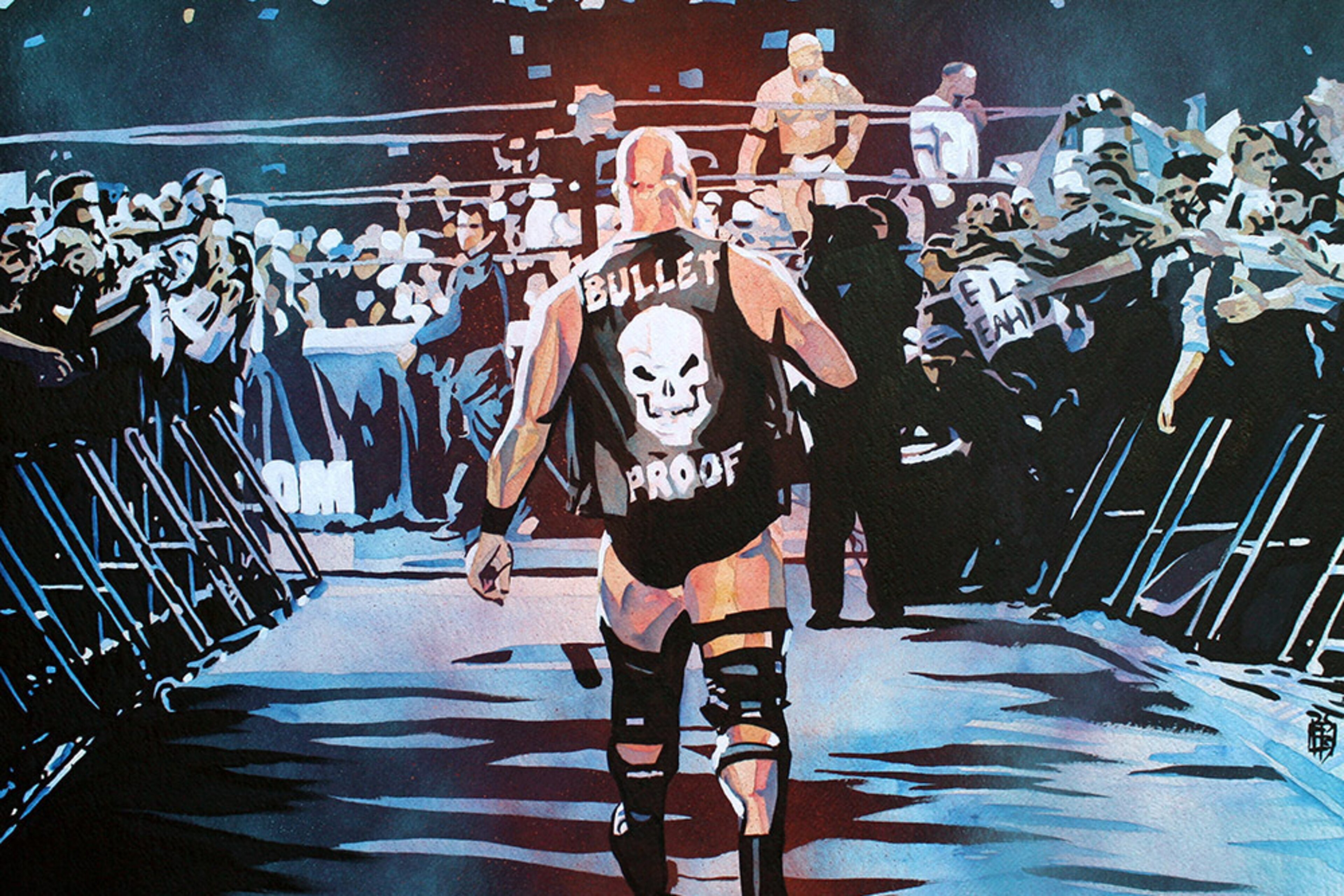 A painting of Steve Austin by Rob Schamberger.