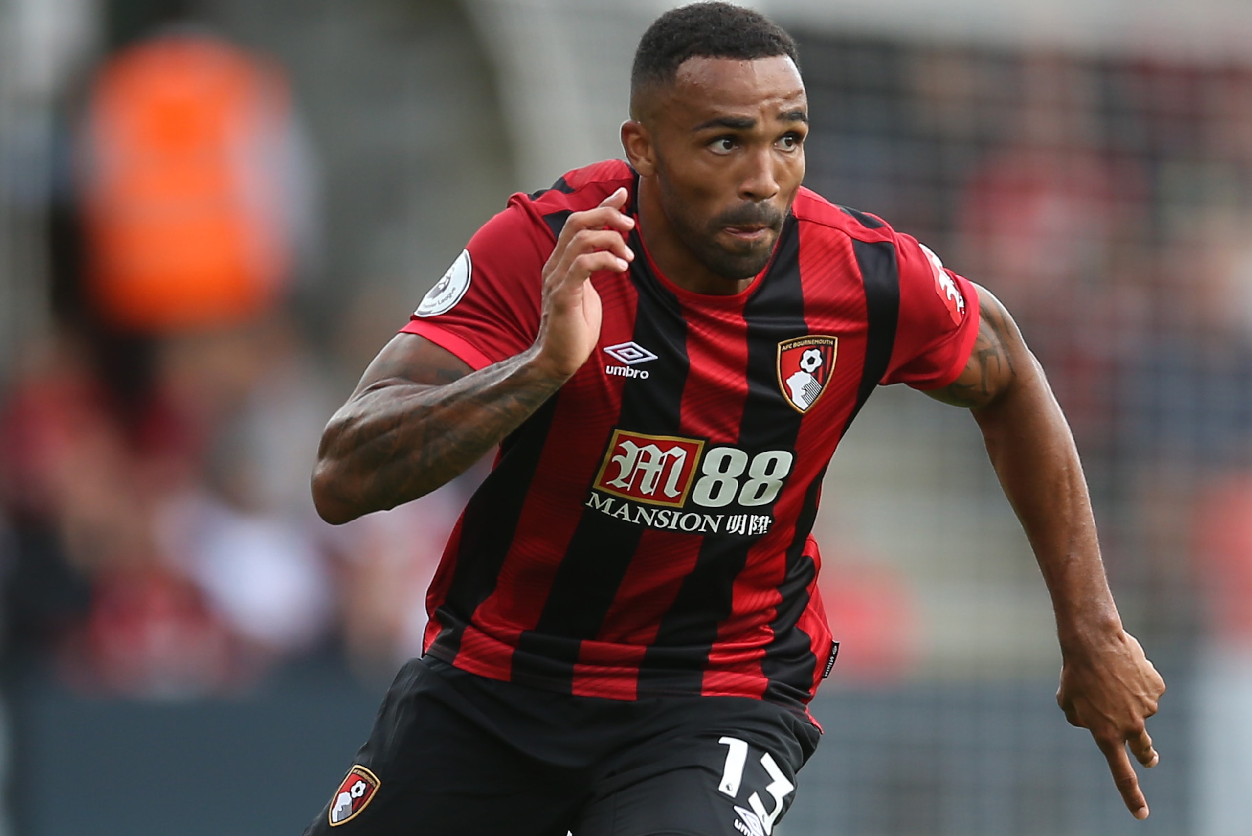 BOURNEMOUTH, ENGLAND - AUGUST 10: Callum Wilson of AFC Bournemouth in action during the Premier League match between AFC Bournemouth and Sheffield United at Vitality Stadium on August 10, 2019 in Bournemouth, United Kingdom. (Photo by Steve Bardens/Getty 