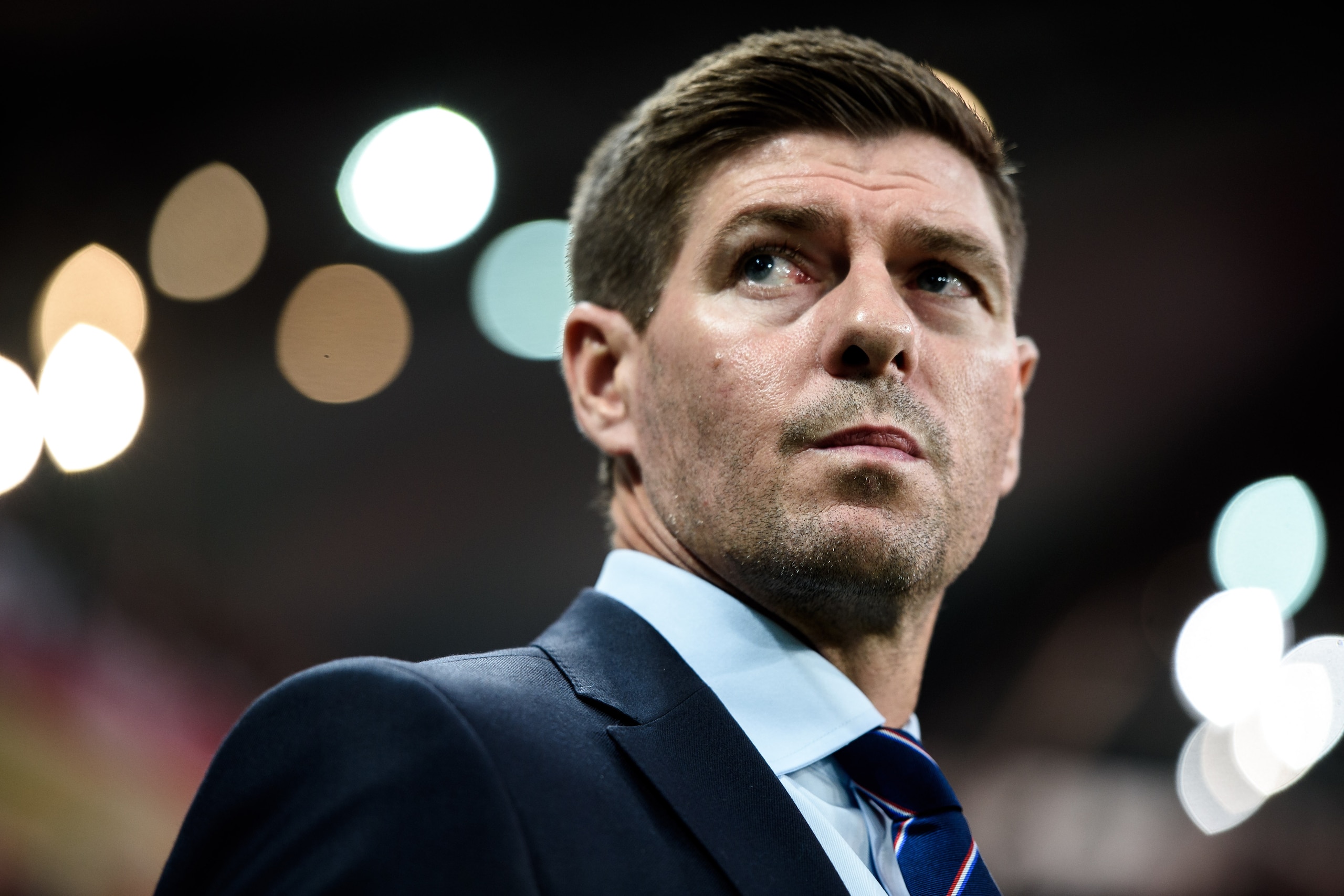 WARSAW, POLAND - AUGUST 22: Head coach of Rangers FC Steven Gerrard during the UEFA Europa League Play Off First Leg match between Legia Warsaw and Rangers FC on August 22, 2019 in Warsaw, Poland. (Photo by Rafal Oleksiewicz/PressFocus/MB Media/Getty Imag