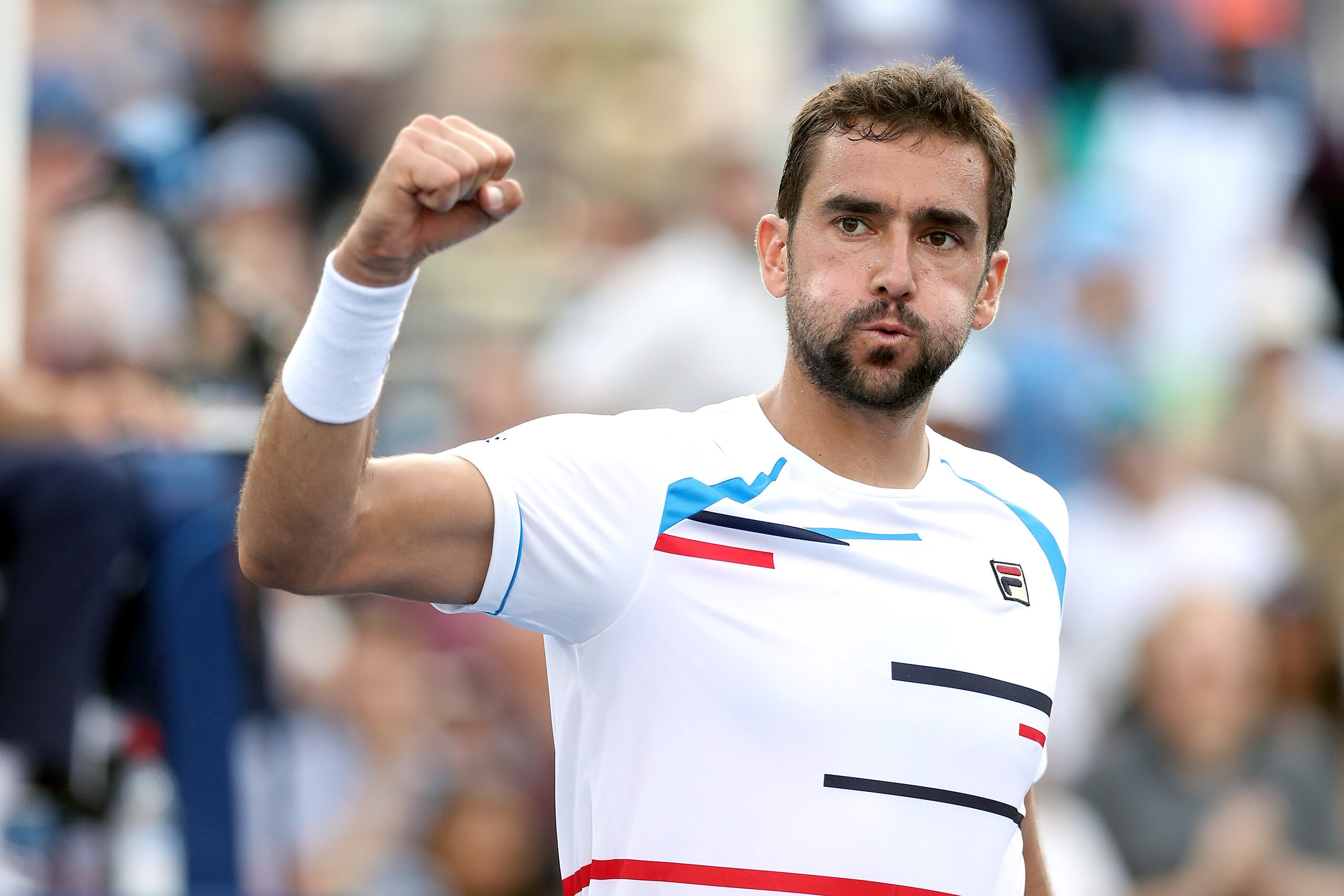 NEW YORK, NEW YORK - AUGUST 31: Marin Cilic of Croatia celebrates winning his Men's Singles third round match against John Isner of the United States on day six of the 2019 US Open at the USTA Billie Jean King National Tennis Center on August 31, 2019 in 