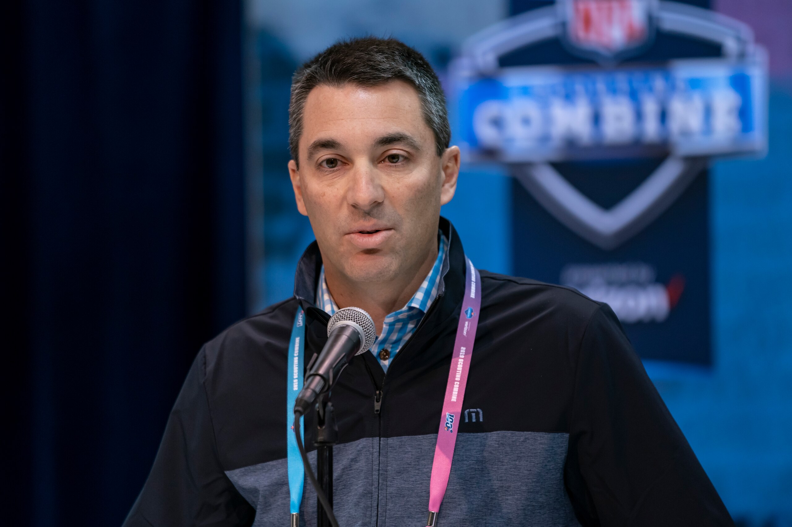 INDIANAPOLIS, IN - FEBRUARY 27: Tom Telesco general manager of the Los Angeles Chargers is seen at the 2019 NFL Combine at Lucas Oil Stadium on February 28, 2019 in Indianapolis, Indiana. (Photo by Michael Hickey/Getty Images) INDIANAPOLIS, IN - FEBRUARY 27: Tom Telesco general manager of the Los Angeles Chargers is seen at the 2019 NFL Combine at Lucas Oil Stadium on February 28, 2019 in Indianapolis, Indiana. (Photo by Michael Hickey/Getty Images)