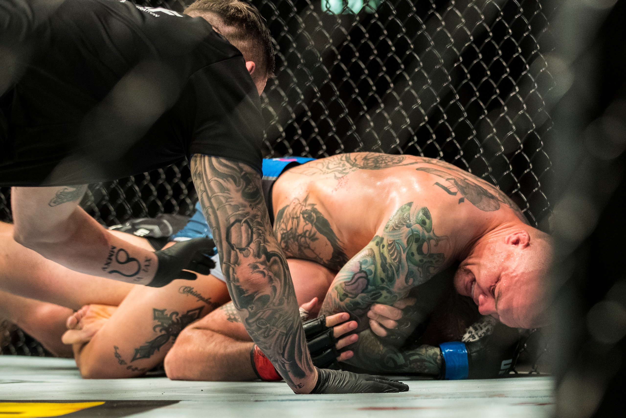 STOCKHOLM, SWEDEN - JUNE 01: Alexander Gustafsson (Red) taps out in submission to Anthony Smith (Blue) during the UFC Fight Night event at the Ericsson Globe Arena on June 1, 2019 in Stockholm, Sweden. (Photo by Michael Campanella/Getty Images) STOCKHOLM, SWEDEN - JUNE 01: Alexander Gustafsson (Red) taps out in submission to Anthony Smith (Blue) during the UFC Fight Night event at the Ericsson Globe Arena on June 1, 2019 in Stockholm, Sweden. (Photo by Michael Campanella/Getty Images)