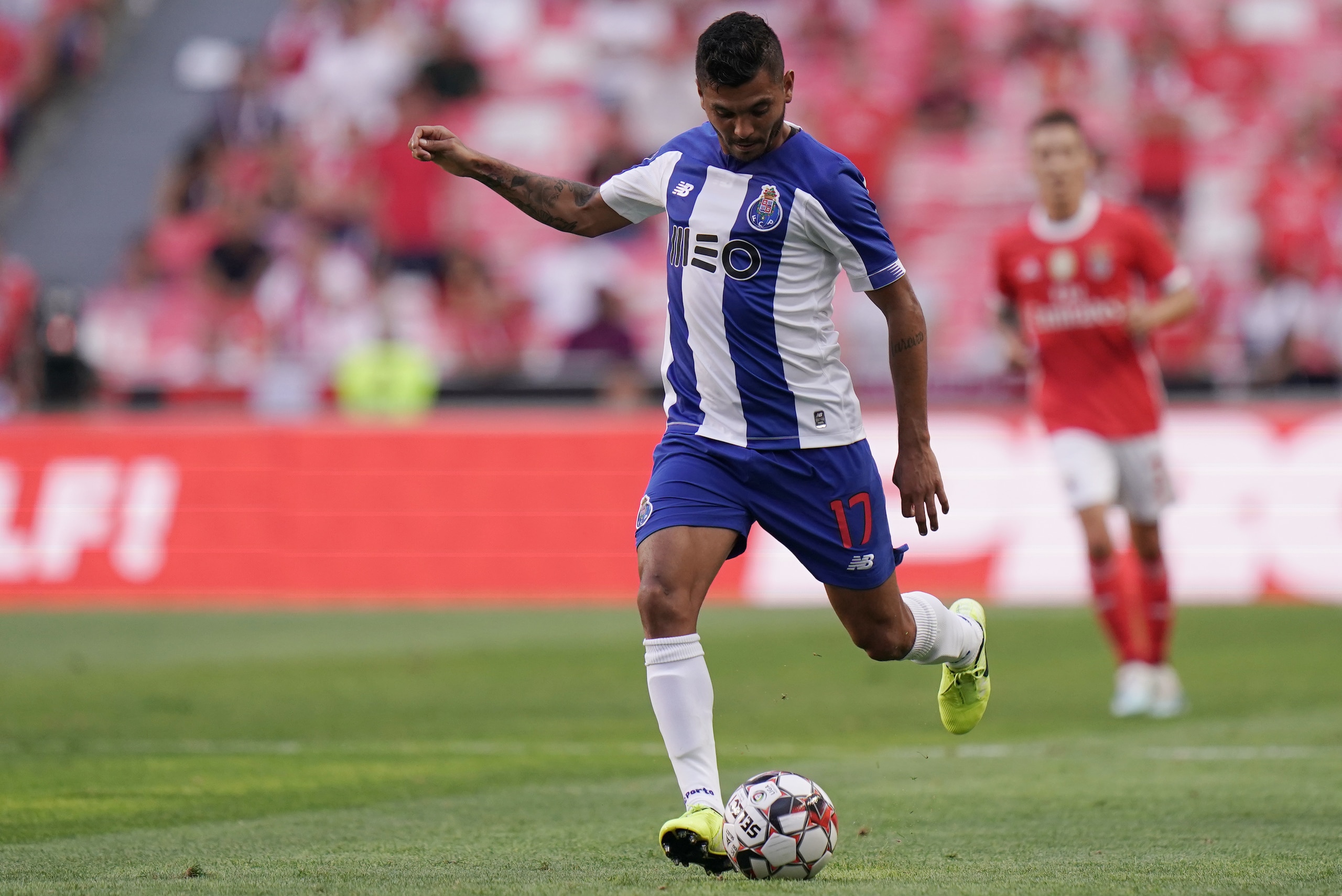 LISBON, PORTUGAL - AUGUST 24:  Jesus Corona of FC Porto in action during the Liga NOS match between SL Benfica and FC Porto at Estadio da Luz on August 24, 2019 in Lisbon, Portugal.  (Photo by Gualter Fatia/Getty Images)