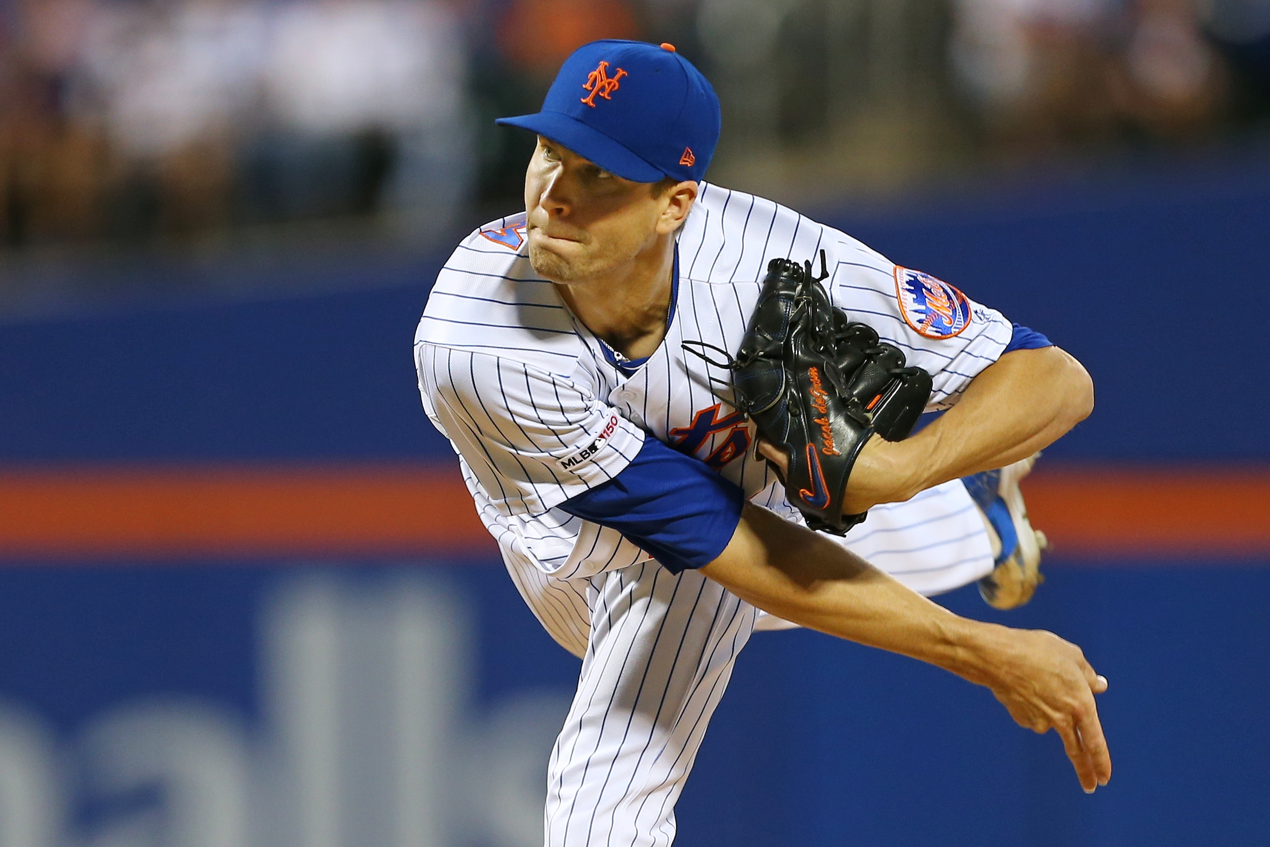 NEW YORK, NY - AUGUST 29: Jacob deGrom #48 of the New York Mets in action against the Chicago Cubs during a game at Citi Field on August 29, 2019 in New York City. (Photo by Rich Schultz/Getty Images) NEW YORK, NY - AUGUST 29: Jacob deGrom #48 of the New York Mets in action against the Chicago Cubs during a game at Citi Field on August 29, 2019 in New York City. (Photo by Rich Schultz/Getty Images)