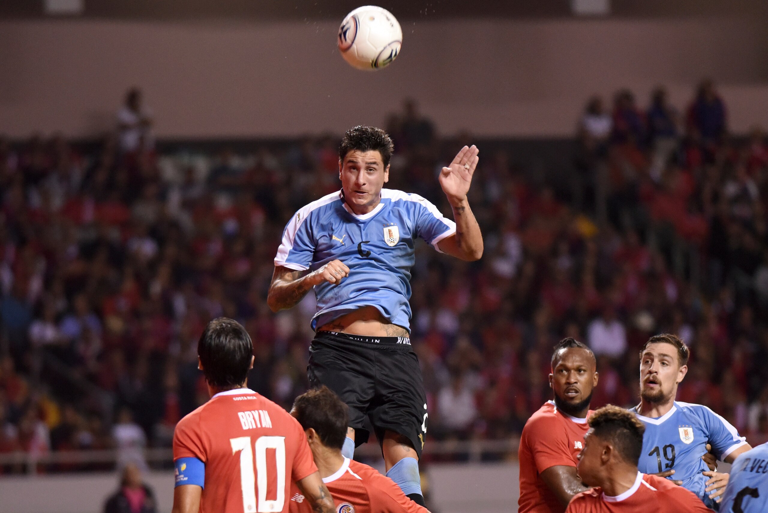 Gimenez is the cornerstone of an aggressive Uruguay defence.