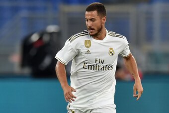 ROME, ITALY - AUGUST 11:  Eden Hazard of Real Madrid in action during the Pre Season Friendly match between AS Roma and Real Madrid at Olimpico Stadium on August 11, 2019 in Rome, Italy.  (Photo by Giuseppe Bellini/Getty Images)
