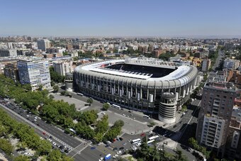 Aerial view of Santiago Bernabeu Stadium of Real Madrid from the top of the Europa Tower in Madrid on September 12, 2013.  AFP PHOTO / GERARD JULIEN        (Photo credit should read GERARD JULIEN/AFP/Getty Images)