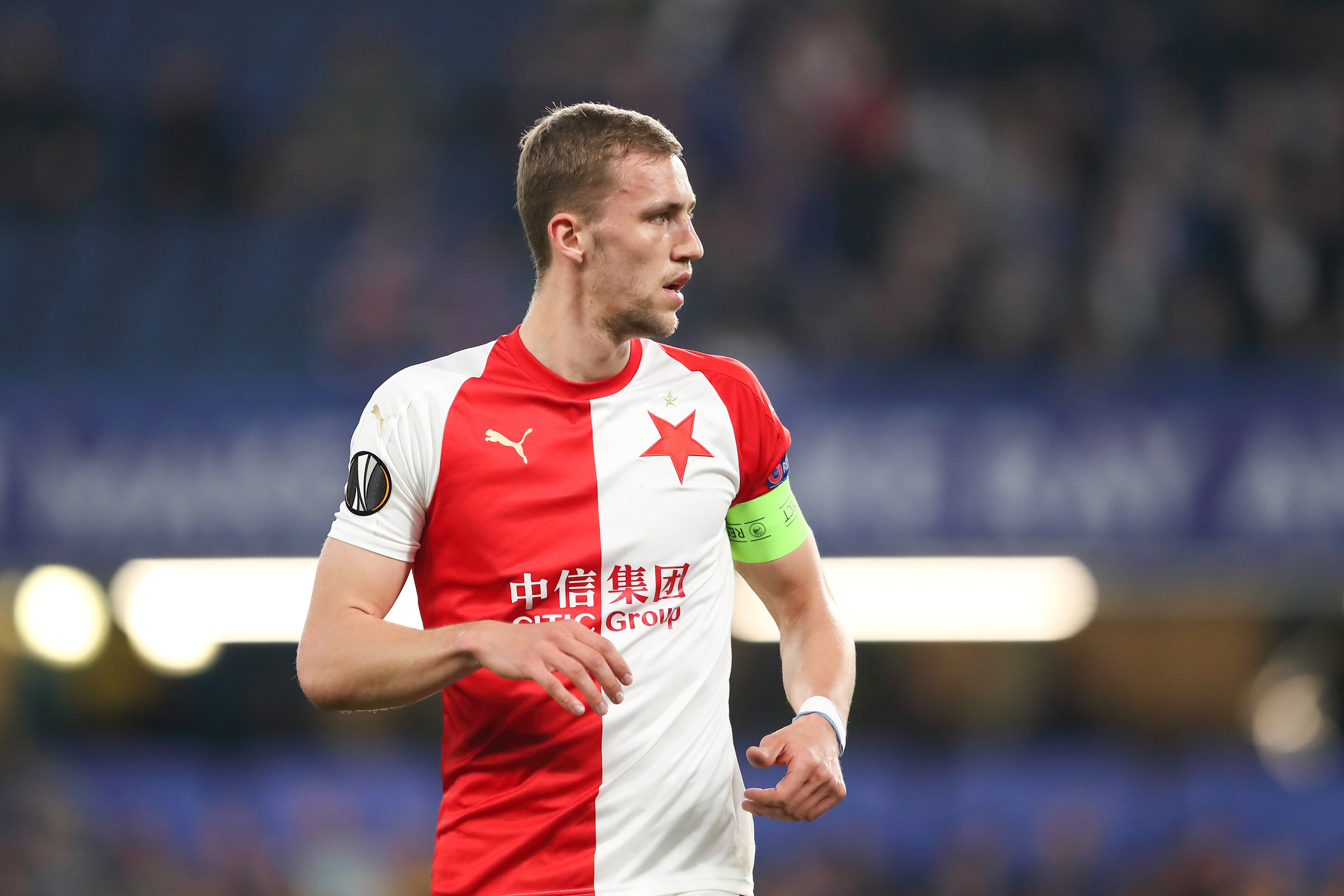 LONDON, ENGLAND - APRIL 18: Tomas Soucek of Slavia Praha during the UEFA Europa League Quarter Final Second Leg match between Chelsea and Slavia Praha at Stamford Bridge on April 18, 2019 in London, England. (Photo by James Williamson - AMA/Getty Images) LONDON, ENGLAND - APRIL 18: Tomas Soucek of Slavia Praha during the UEFA Europa League Quarter Final Second Leg match between Chelsea and Slavia Praha at Stamford Bridge on April 18, 2019 in London, England. (Photo by James Williamson - AMA/Getty Images)