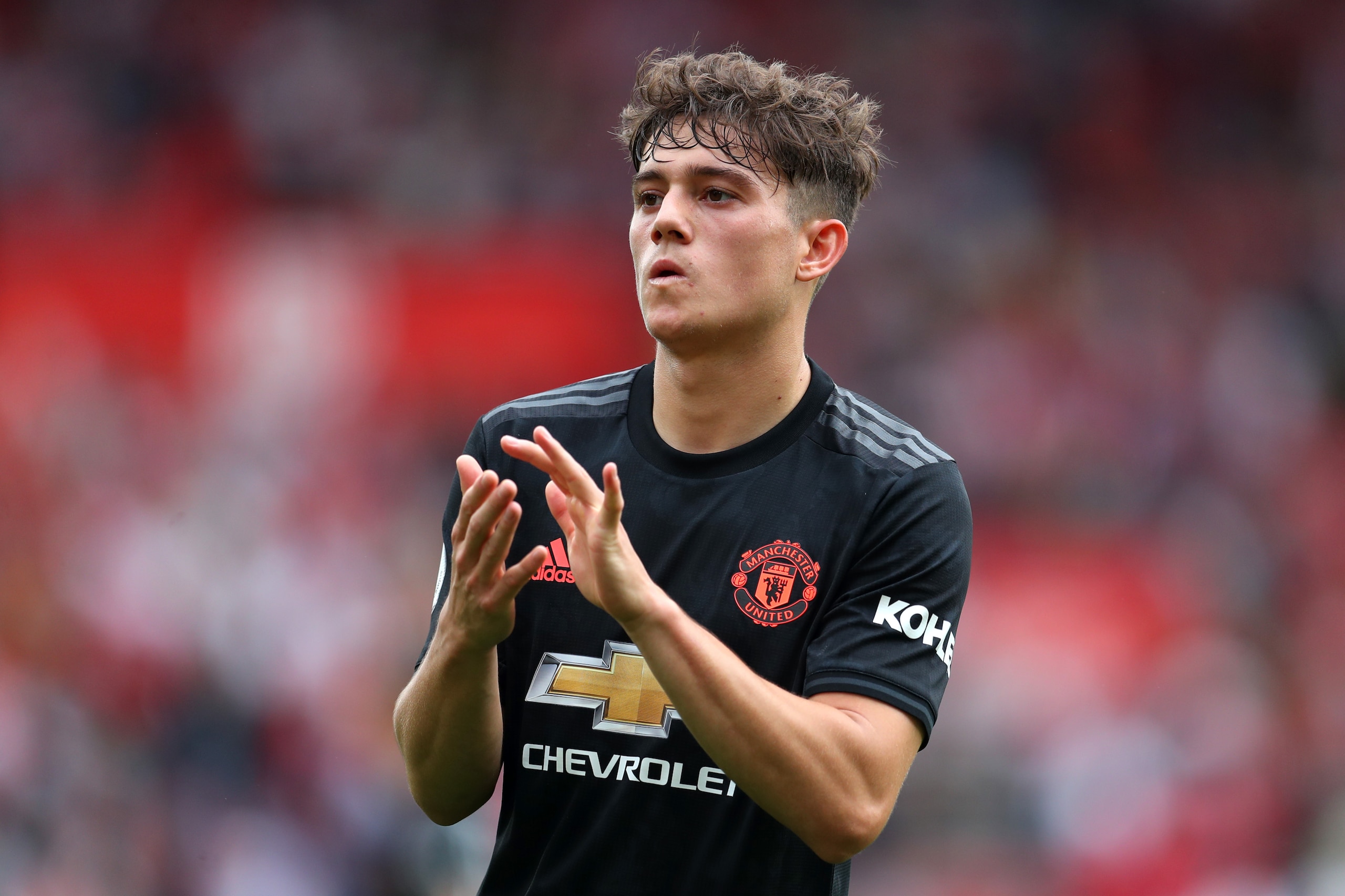 SOUTHAMPTON, ENGLAND - AUGUST 31: Daniel James of Manchester United applauds fans after the Premier League match between Southampton FC and Manchester United at St Mary's Stadium on August 31, 2019 in Southampton, United Kingdom. (Photo by Catherine Ivill