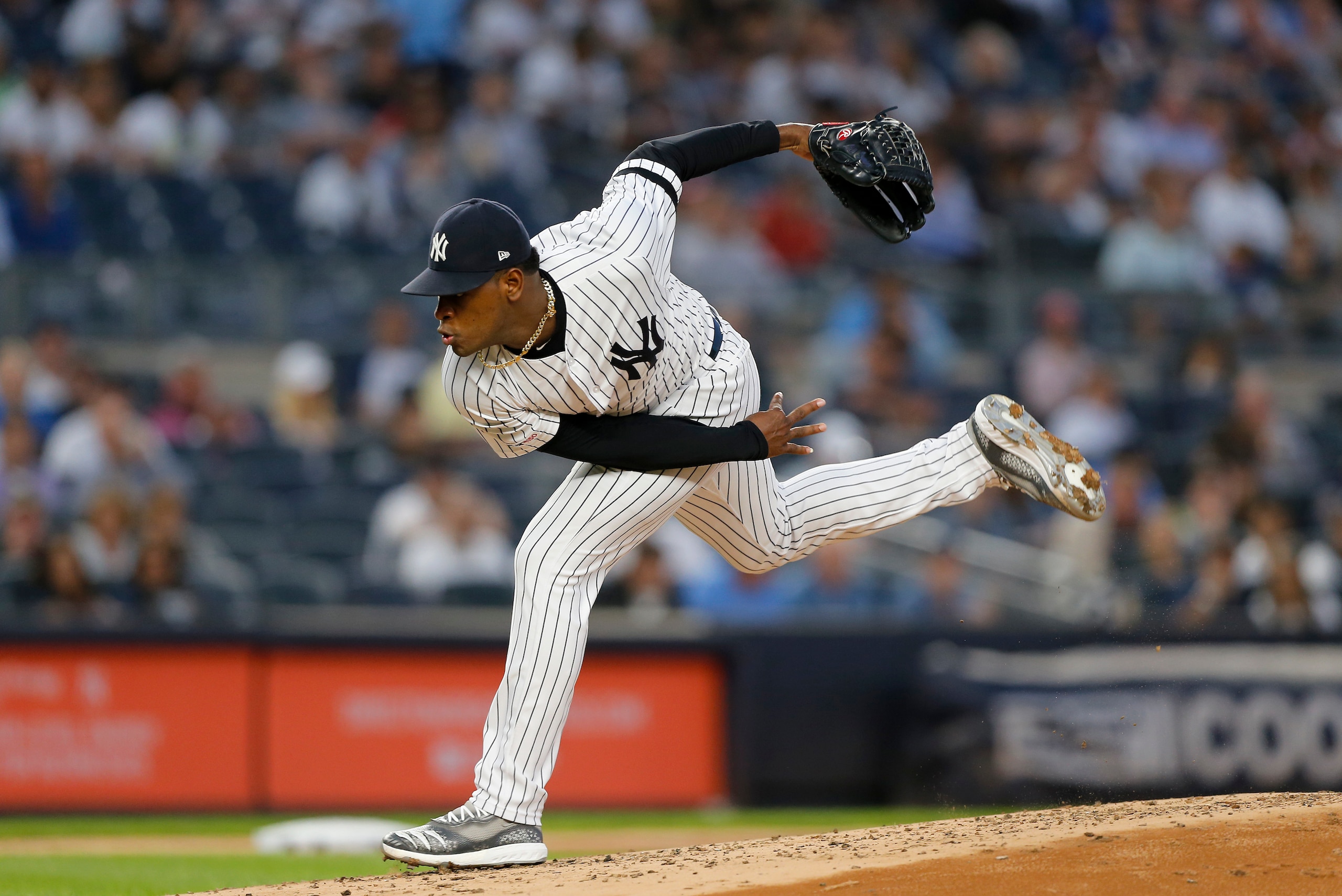 NEW YORK, NEW YORK - SEPTEMBER 17: Luis Severino #40 of the New York Yankees pitches during the second inning against the Los Angeles Angels of Anaheim at Yankee Stadium on September 17, 2019 in the Bronx borough of New York City. (Photo by Jim McIsaac/Ge NEW YORK, NEW YORK - SEPTEMBER 17: Luis Severino #40 of the New York Yankees pitches during the second inning against the Los Angeles Angels of Anaheim at Yankee Stadium on September 17, 2019 in the Bronx borough of New York City. (Photo by Jim McIsaac/Ge